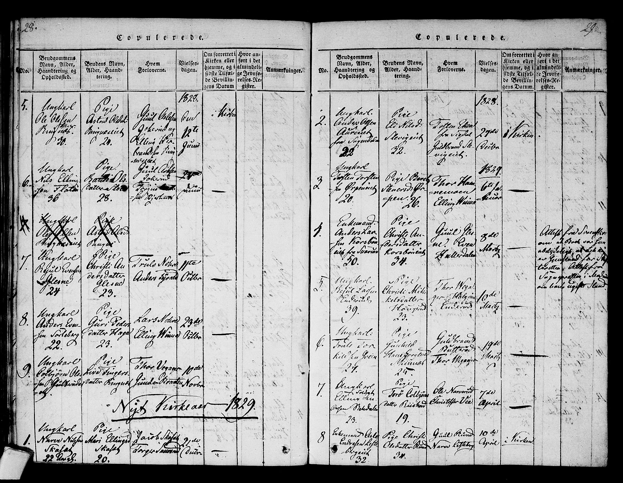 Krødsherad kirkebøker, SAKO/A-19/F/Fa/L0001: Parish register (official) no. 1, 1815-1829, p. 28-29