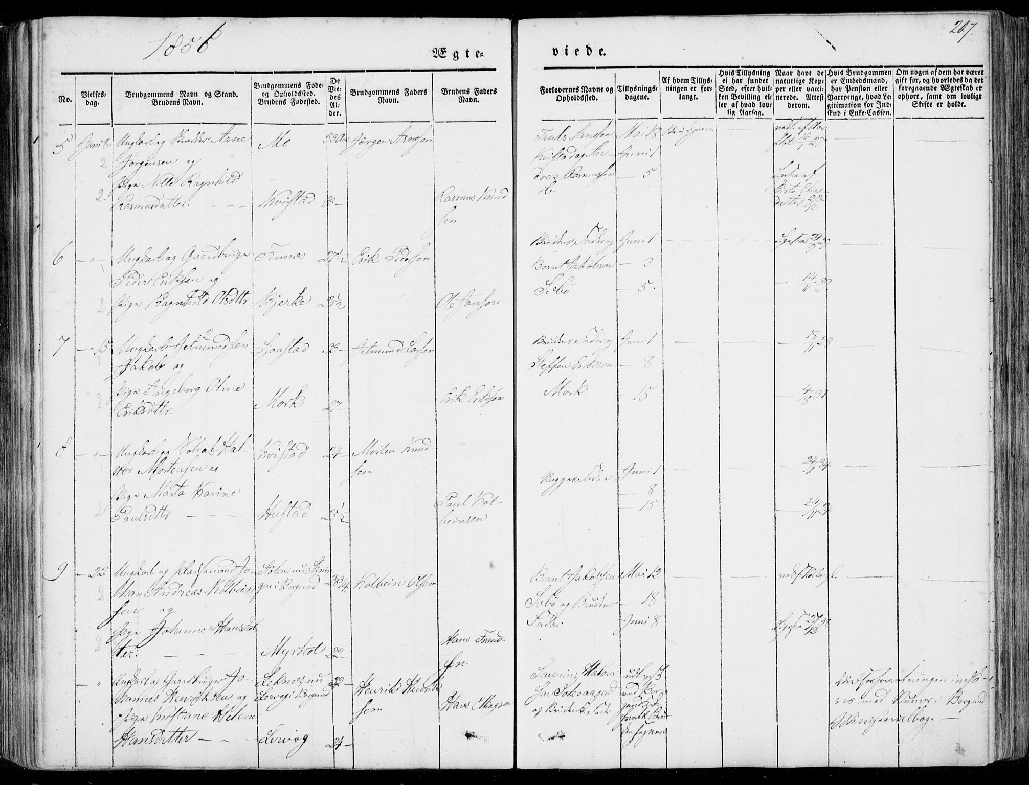 Ministerialprotokoller, klokkerbøker og fødselsregistre - Møre og Romsdal, SAT/A-1454/515/L0209: Parish register (official) no. 515A05, 1847-1868, p. 207
