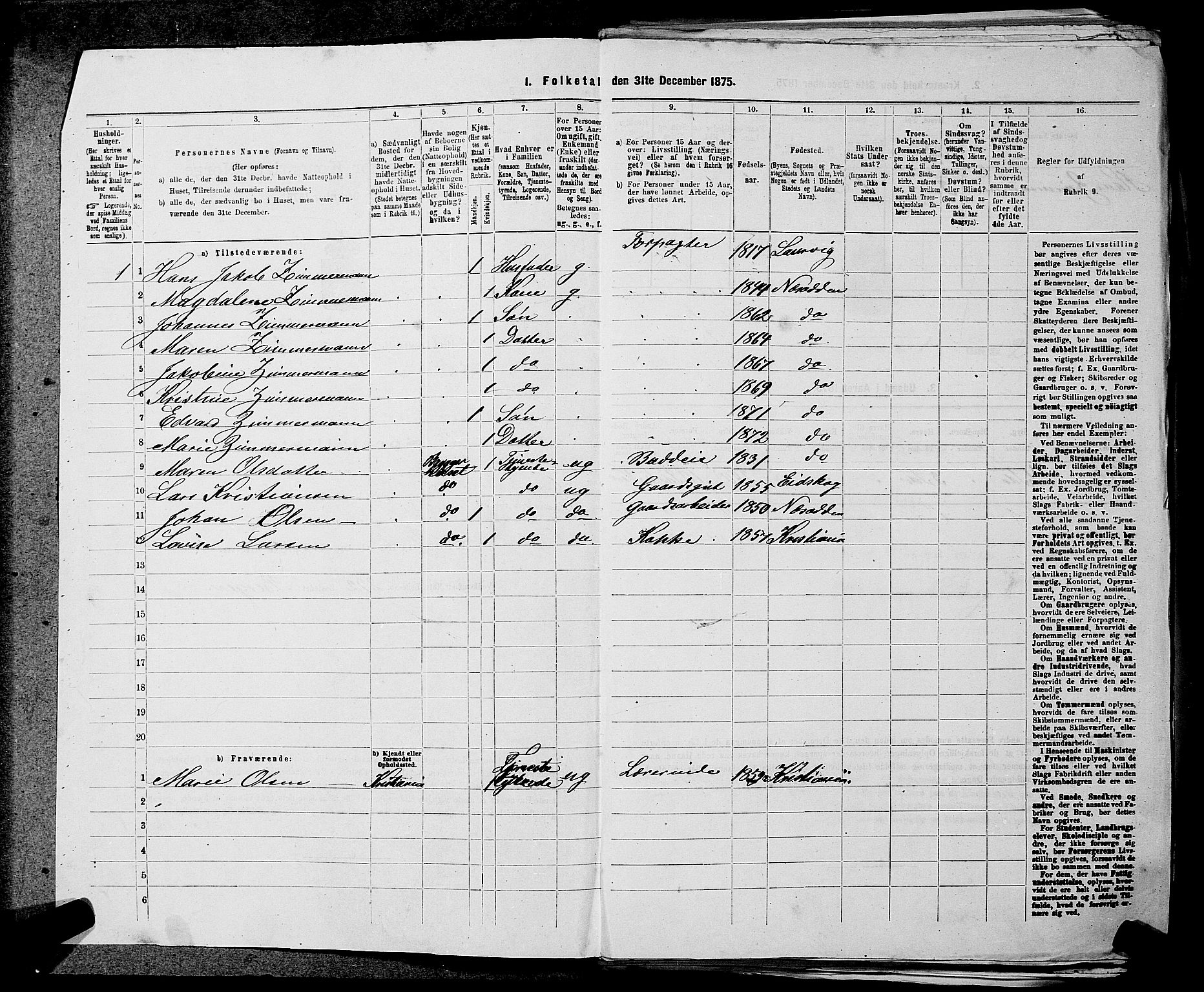 RA, 1875 census for 0216P Nesodden, 1875, p. 23