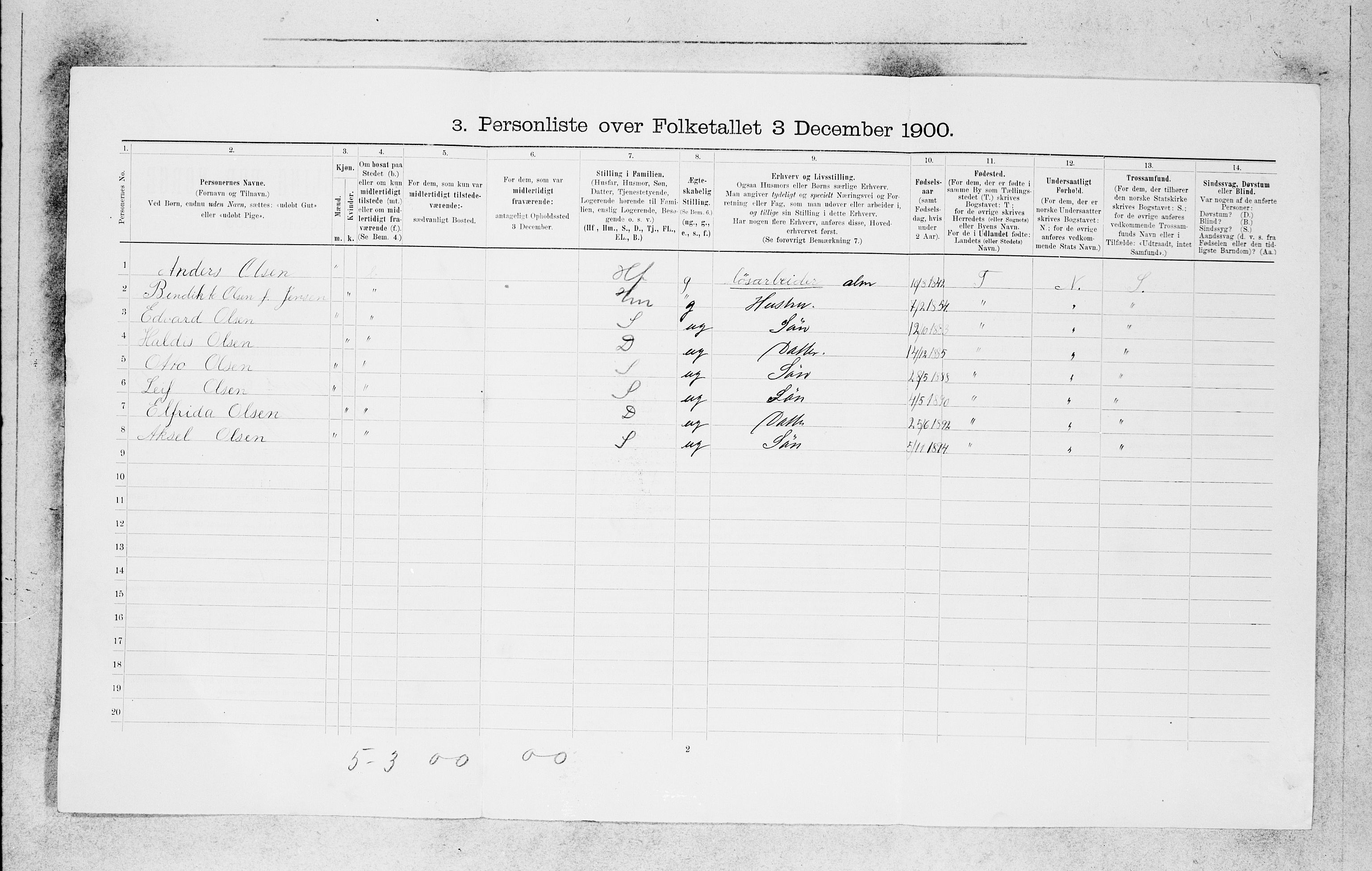 SAB, 1900 census for Bergen, 1900, p. 13656