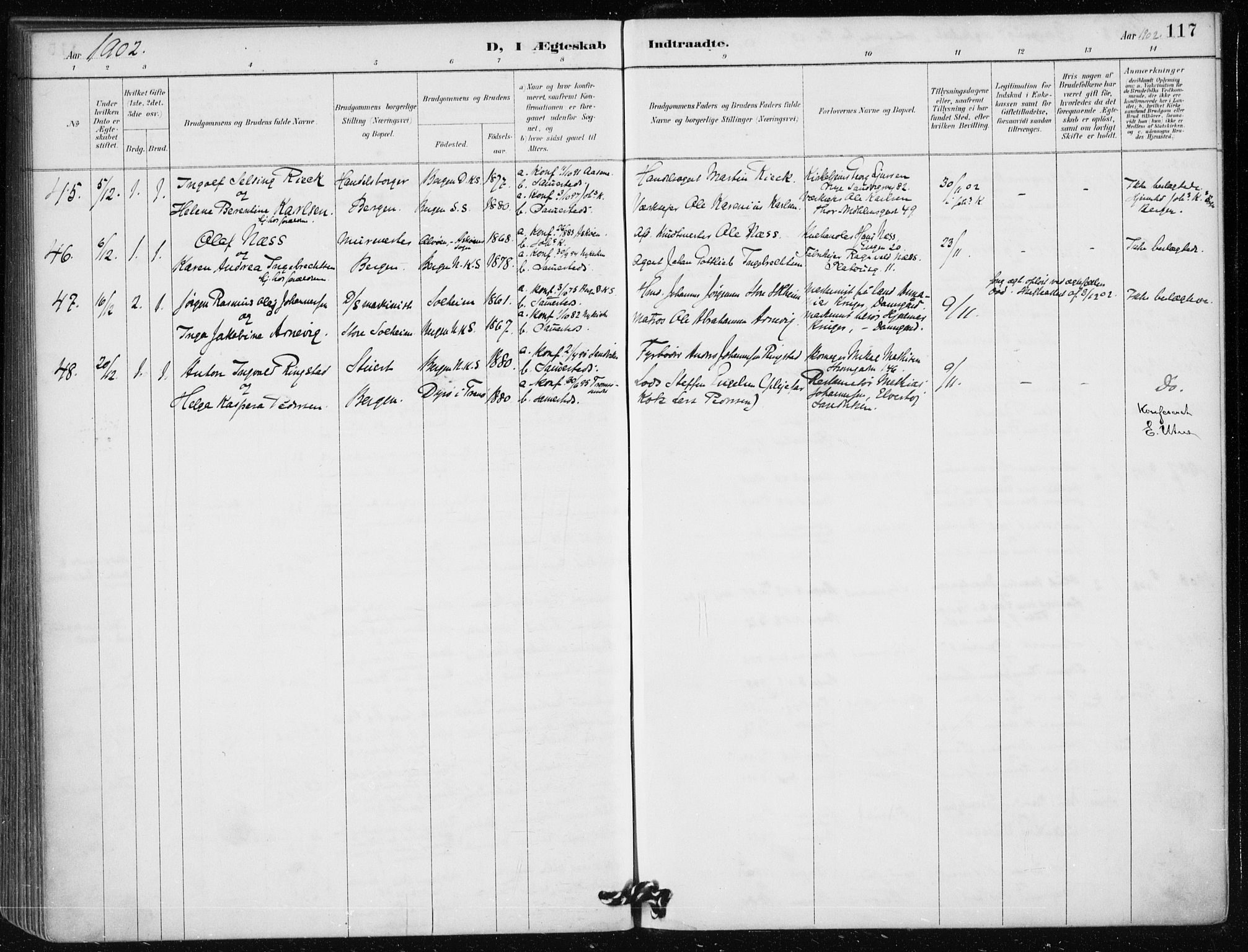 Mariakirken Sokneprestembete, AV/SAB-A-76901/H/Haa/L0013: Parish register (official) no. C 1, 1889-1900, p. 117