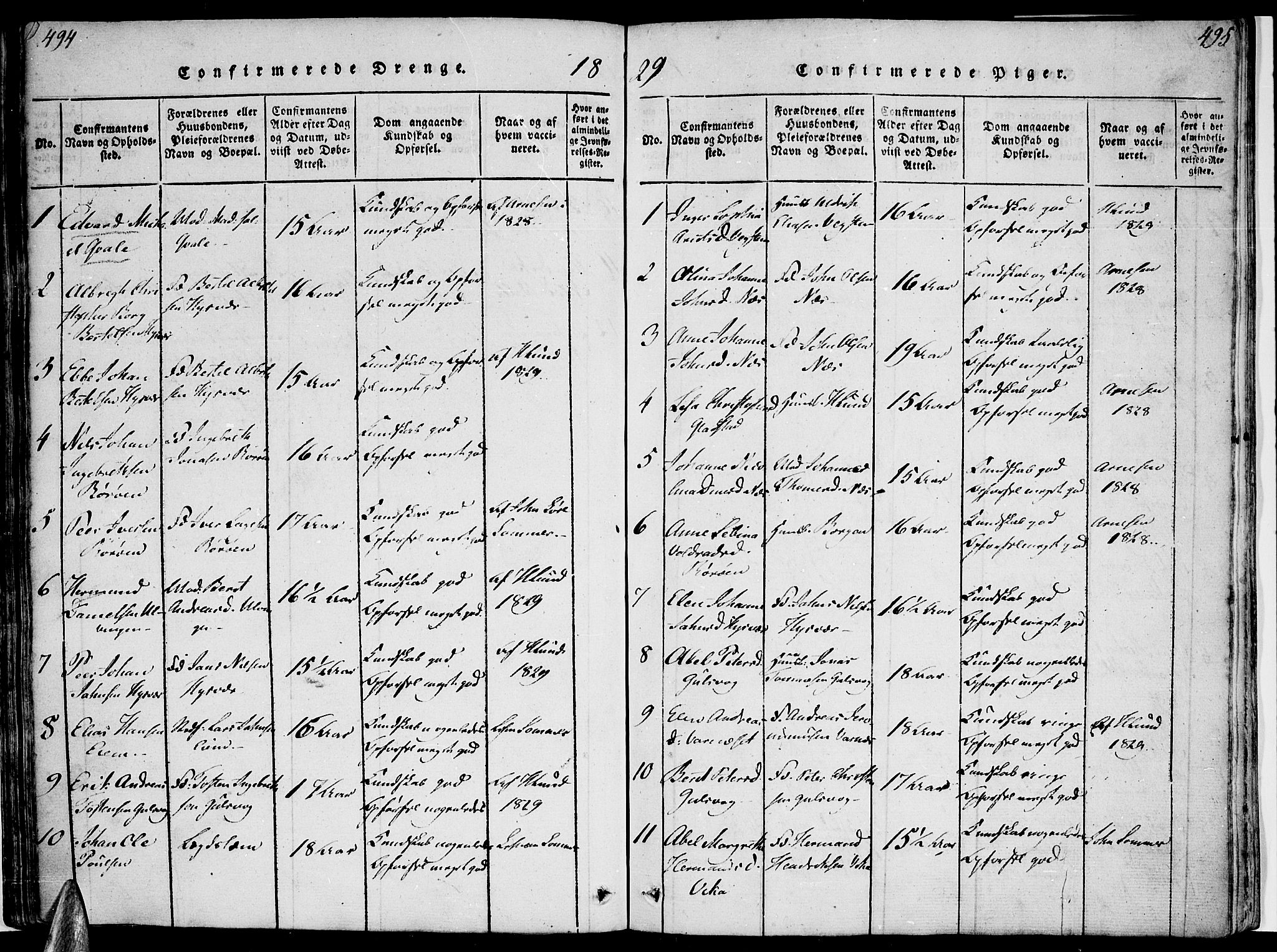 Ministerialprotokoller, klokkerbøker og fødselsregistre - Nordland, AV/SAT-A-1459/816/L0239: Parish register (official) no. 816A05, 1820-1845, p. 494-495