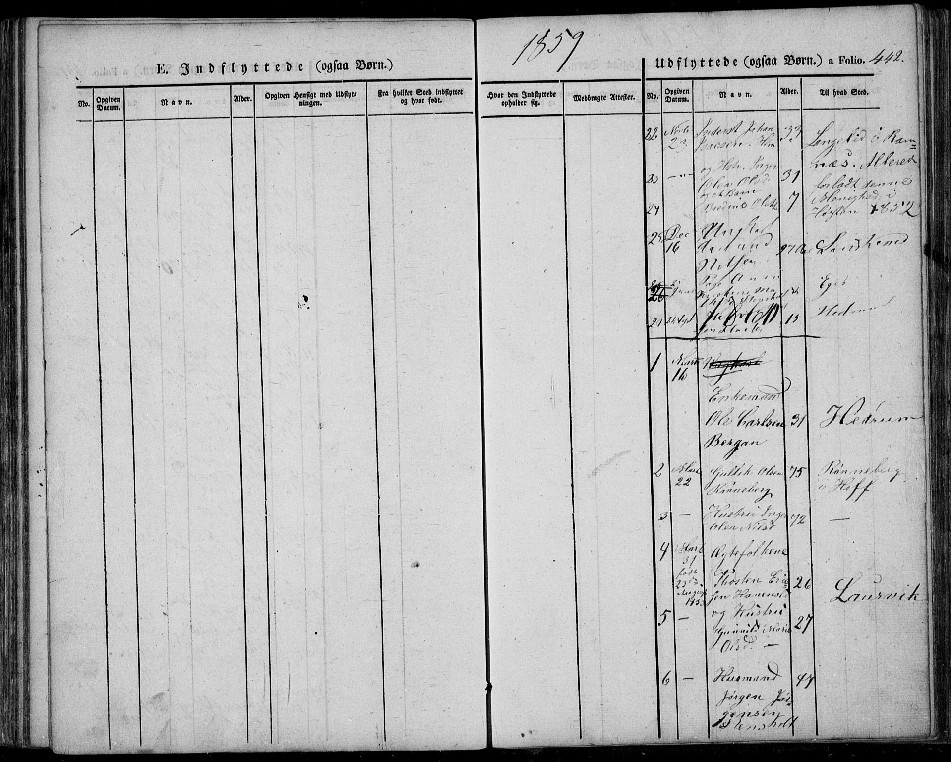 Lardal kirkebøker, SAKO/A-350/F/Fa/L0006: Parish register (official) no. I 6, 1835-1860, p. 442