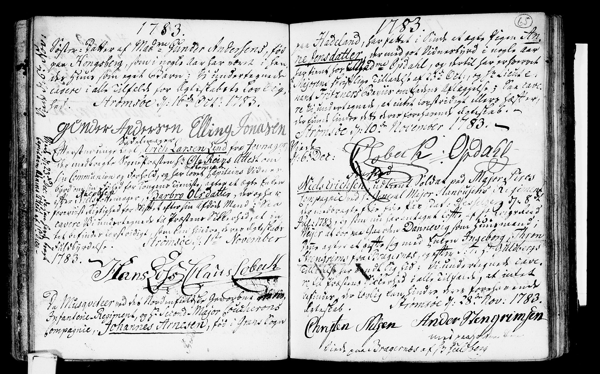 Strømsø kirkebøker, SAKO/A-246/H/Hb/L0001: Best man's statements no. 1, 1752-1815, p. 65