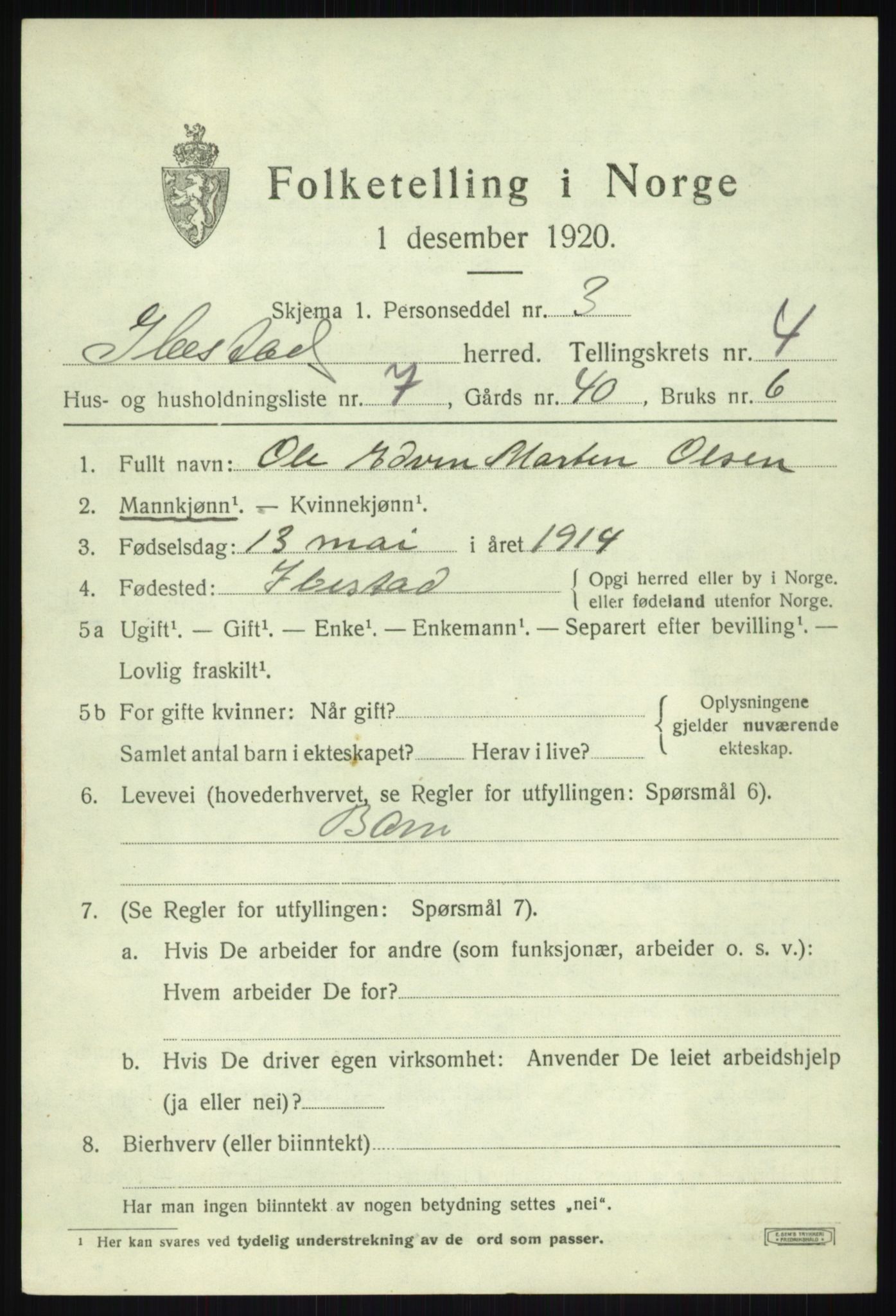 SATØ, 1920 census for Ibestad, 1920, p. 3195