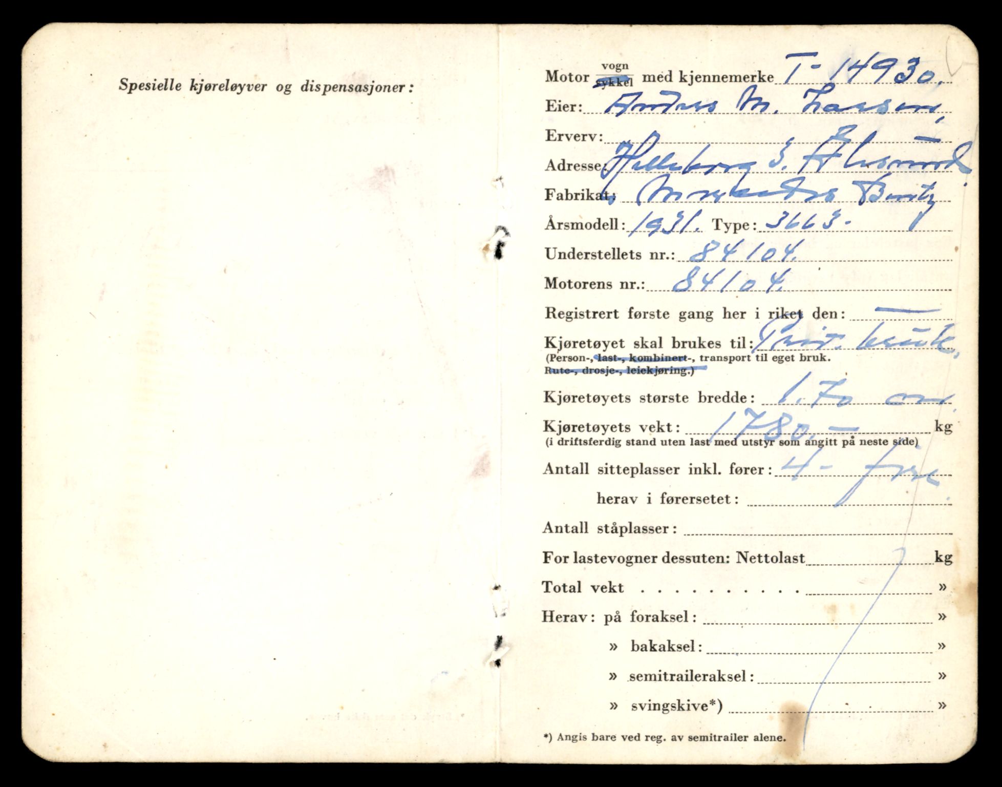 Møre og Romsdal vegkontor - Ålesund trafikkstasjon, AV/SAT-A-4099/F/Fe/L0049: Registreringskort for kjøretøy T 14864 - T 18613, 1927-1998, p. 1521