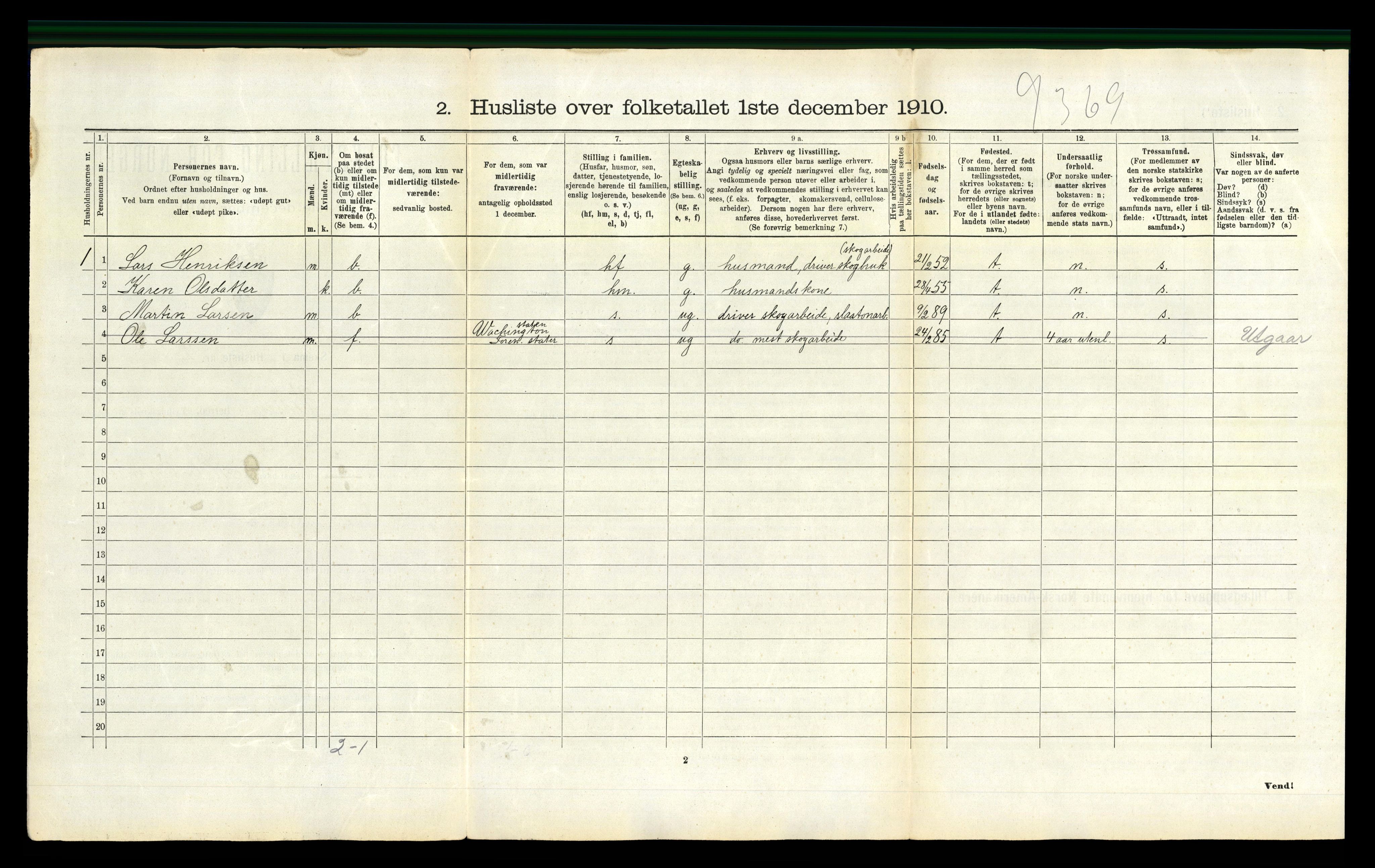 RA, 1910 census for Vefsn, 1910, p. 1179