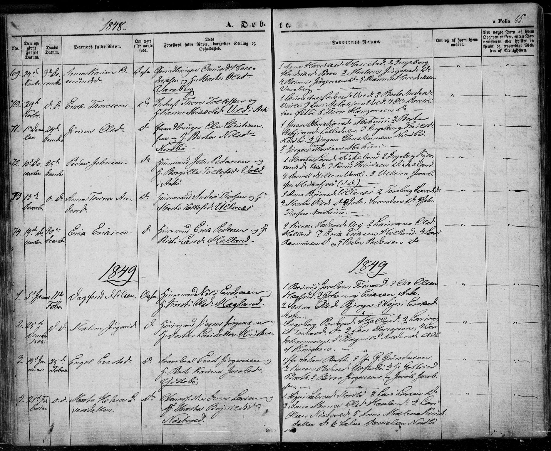 Rennesøy sokneprestkontor, SAST/A -101827/H/Ha/Haa/L0005: Parish register (official) no. A 5, 1838-1859, p. 65