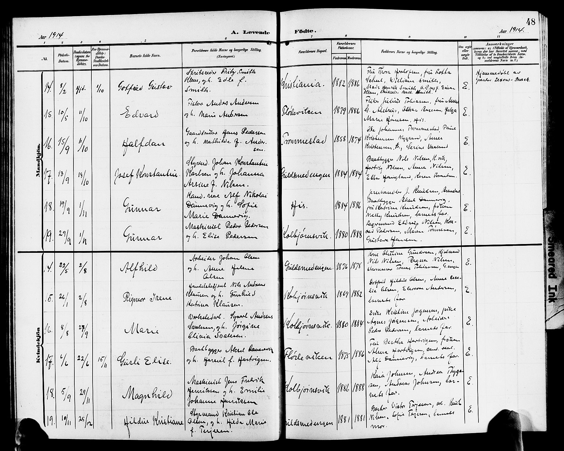 Hisøy sokneprestkontor, AV/SAK-1111-0020/F/Fb/L0004: Parish register (copy) no. B 4, 1905-1923, p. 48