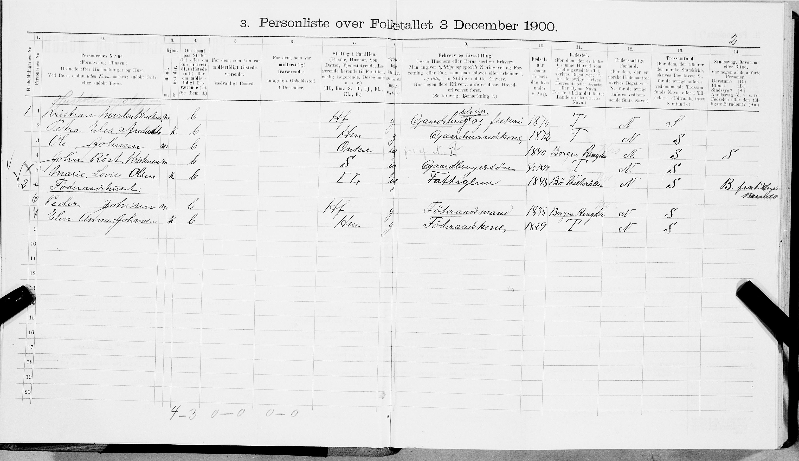 SAT, 1900 census for Hamarøy, 1900, p. 491