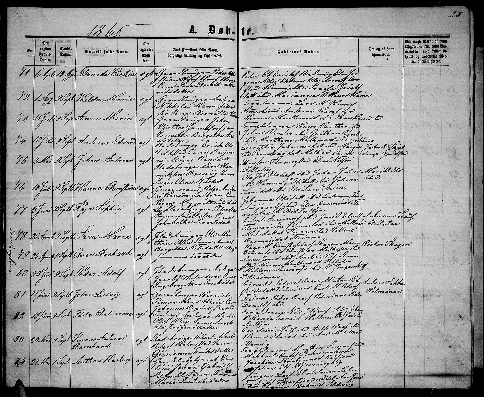 Ministerialprotokoller, klokkerbøker og fødselsregistre - Nordland, SAT/A-1459/888/L1266: Parish register (copy) no. 888C04, 1864-1877, p. 28