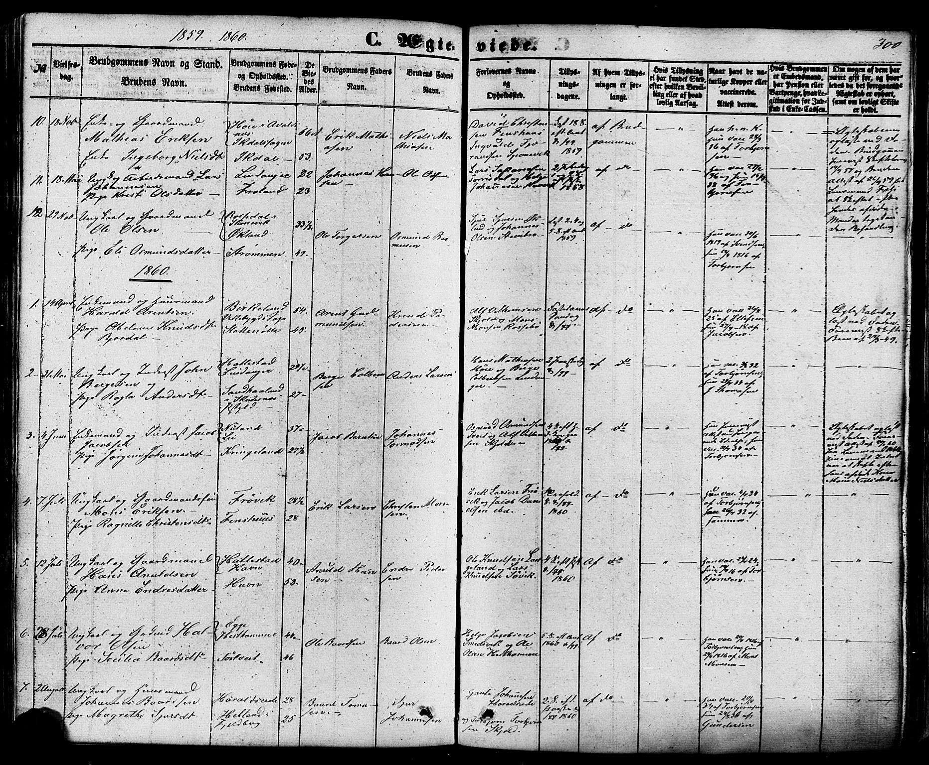 Skjold sokneprestkontor, AV/SAST-A-101847/H/Ha/Haa/L0008: Parish register (official) no. A 8, 1856-1882, p. 300