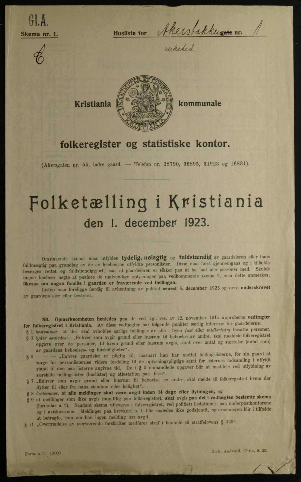 OBA, Municipal Census 1923 for Kristiania, 1923, p. 364