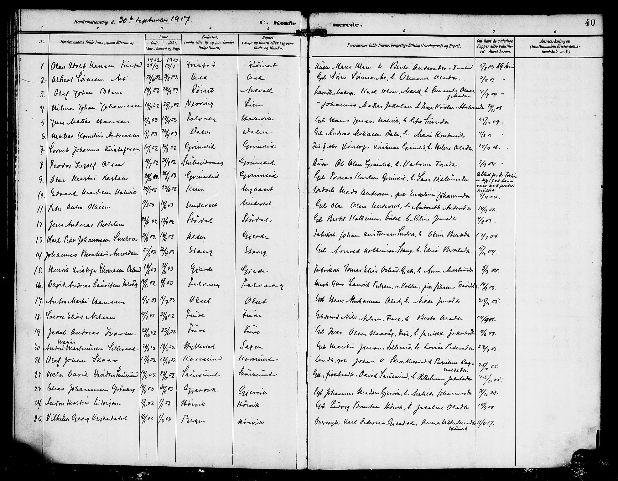 Askvoll sokneprestembete, AV/SAB-A-79501/H/Haa/Haab/L0001: Parish register (official) no. B 1, 1896-1920, p. 40