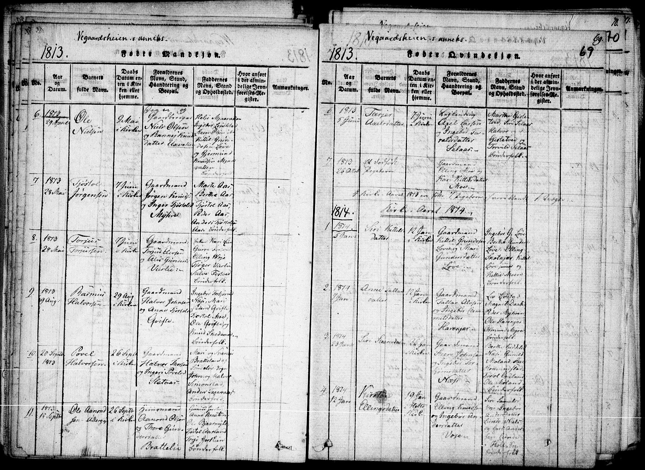 Holt sokneprestkontor, AV/SAK-1111-0021/F/Fa/L0005: Parish register (official) no. A 5, 1813-1821, p. 69