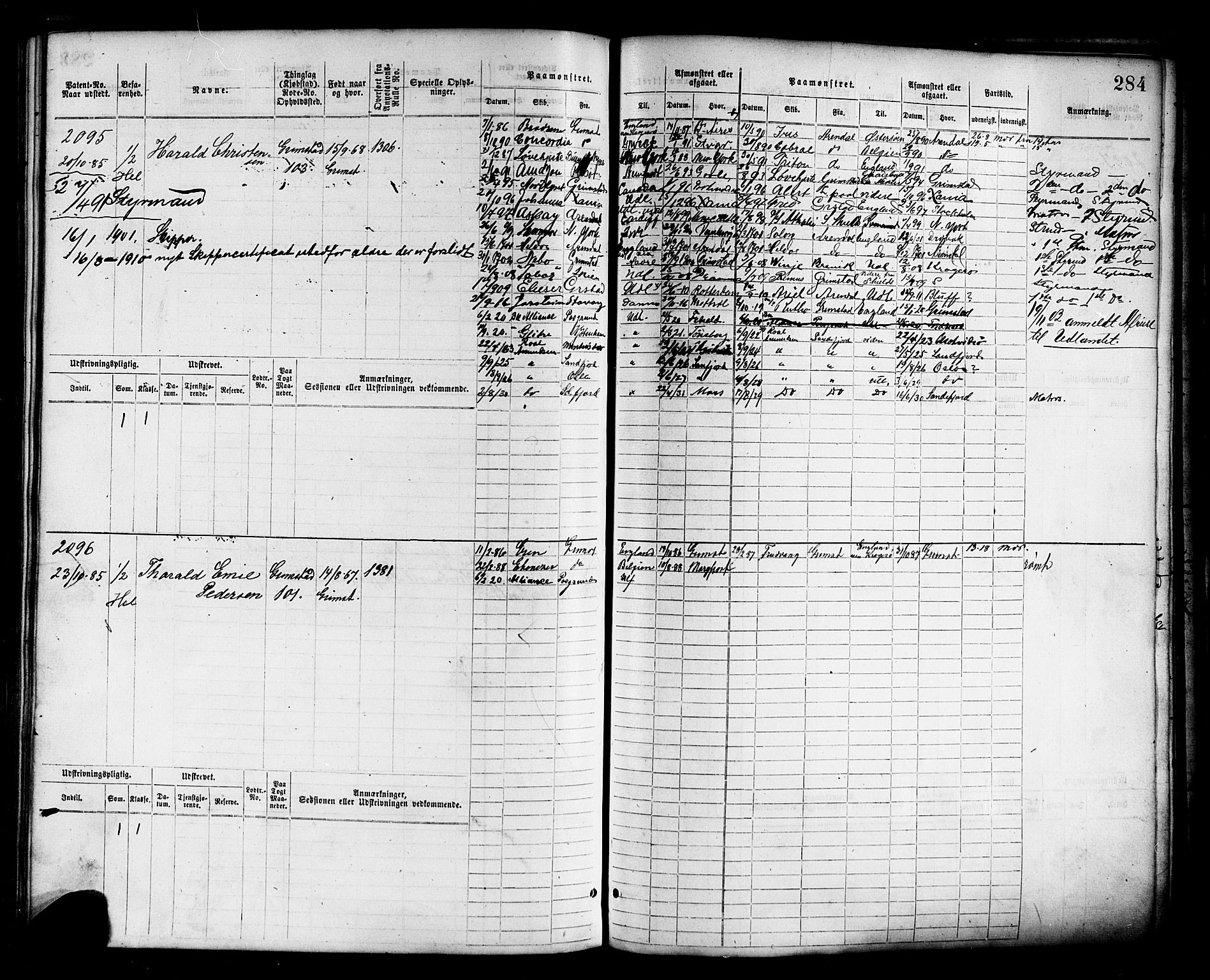 Grimstad mønstringskrets, AV/SAK-2031-0013/F/Fb/L0011: Hovedrulle nr 1529-2290, V-24, 1877-1889, p. 291