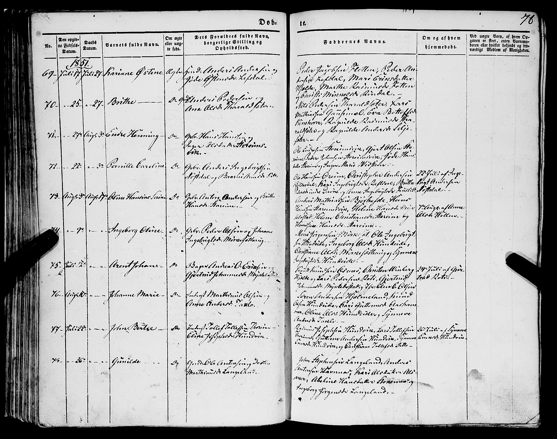 Eid sokneprestembete, AV/SAB-A-82301/H/Haa/Haaa/L0007: Parish register (official) no. A 7, 1844-1858, p. 78