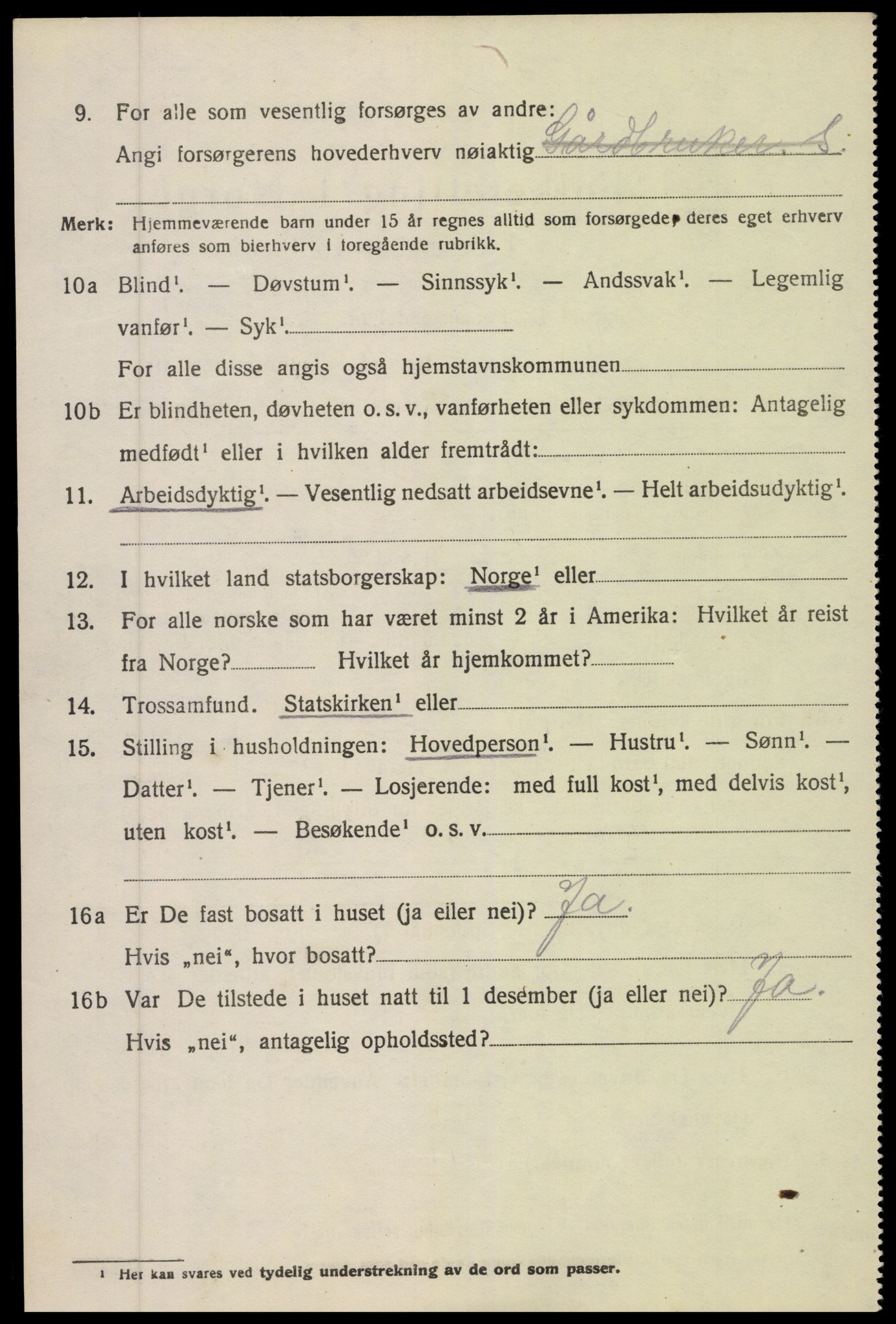 SAK, 1920 census for Øyestad, 1920, p. 3017
