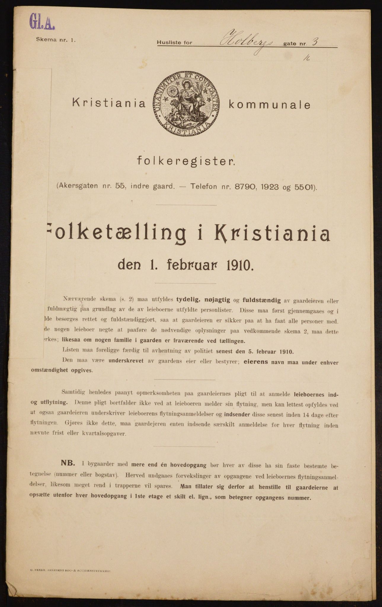 OBA, Municipal Census 1910 for Kristiania, 1910, p. 39499