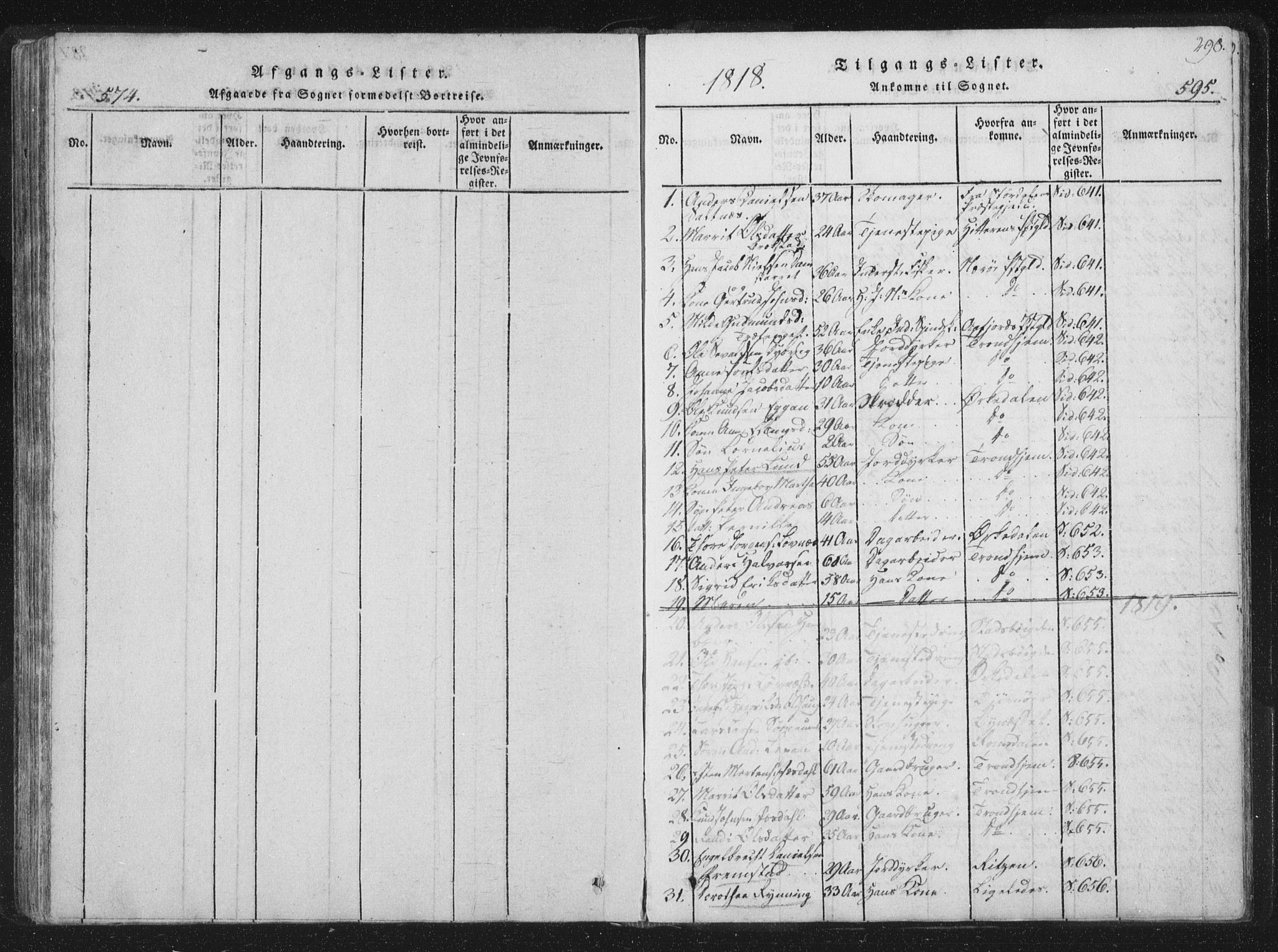 Ministerialprotokoller, klokkerbøker og fødselsregistre - Sør-Trøndelag, SAT/A-1456/659/L0734: Parish register (official) no. 659A04, 1818-1825, p. 574-595