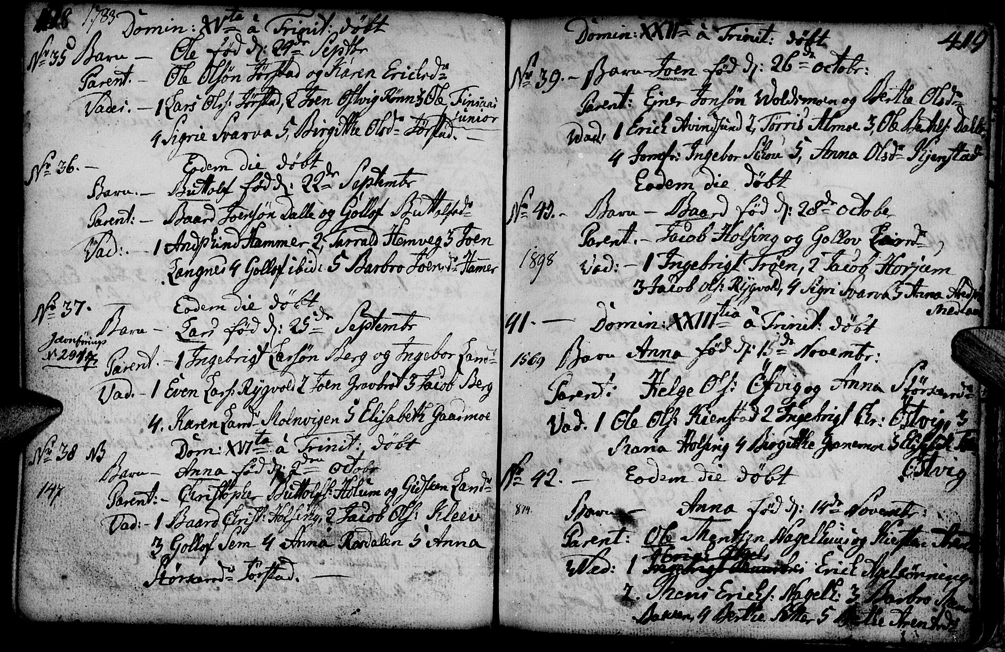 Ministerialprotokoller, klokkerbøker og fødselsregistre - Nord-Trøndelag, SAT/A-1458/749/L0467: Parish register (official) no. 749A01, 1733-1787, p. 418-419