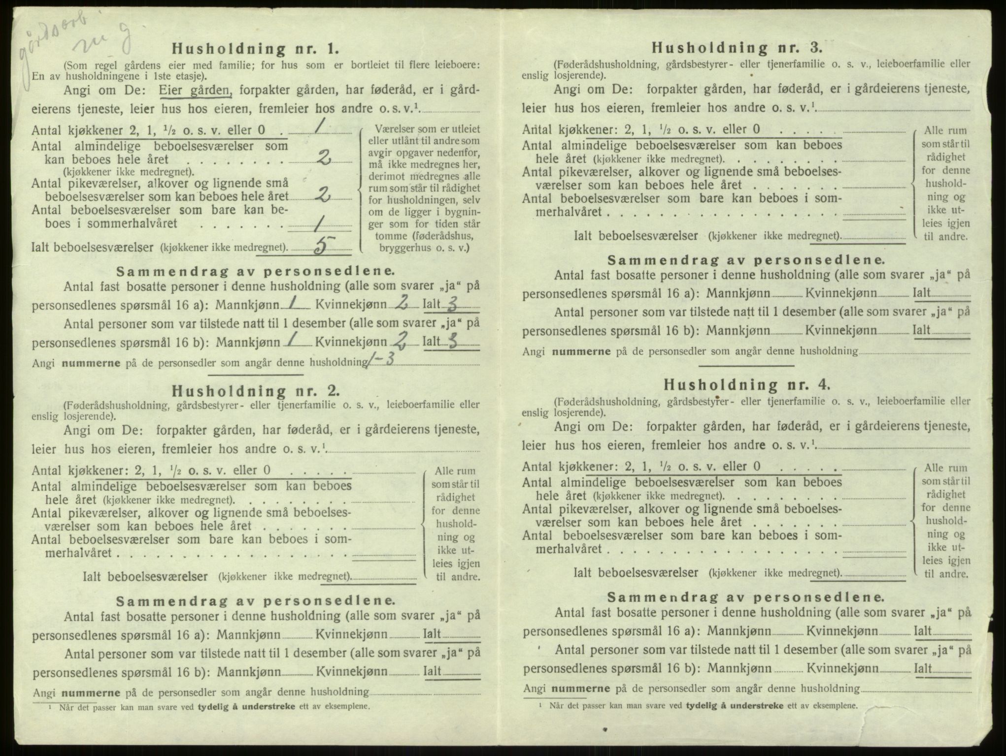 SAB, 1920 census for Aurland, 1920, p. 526