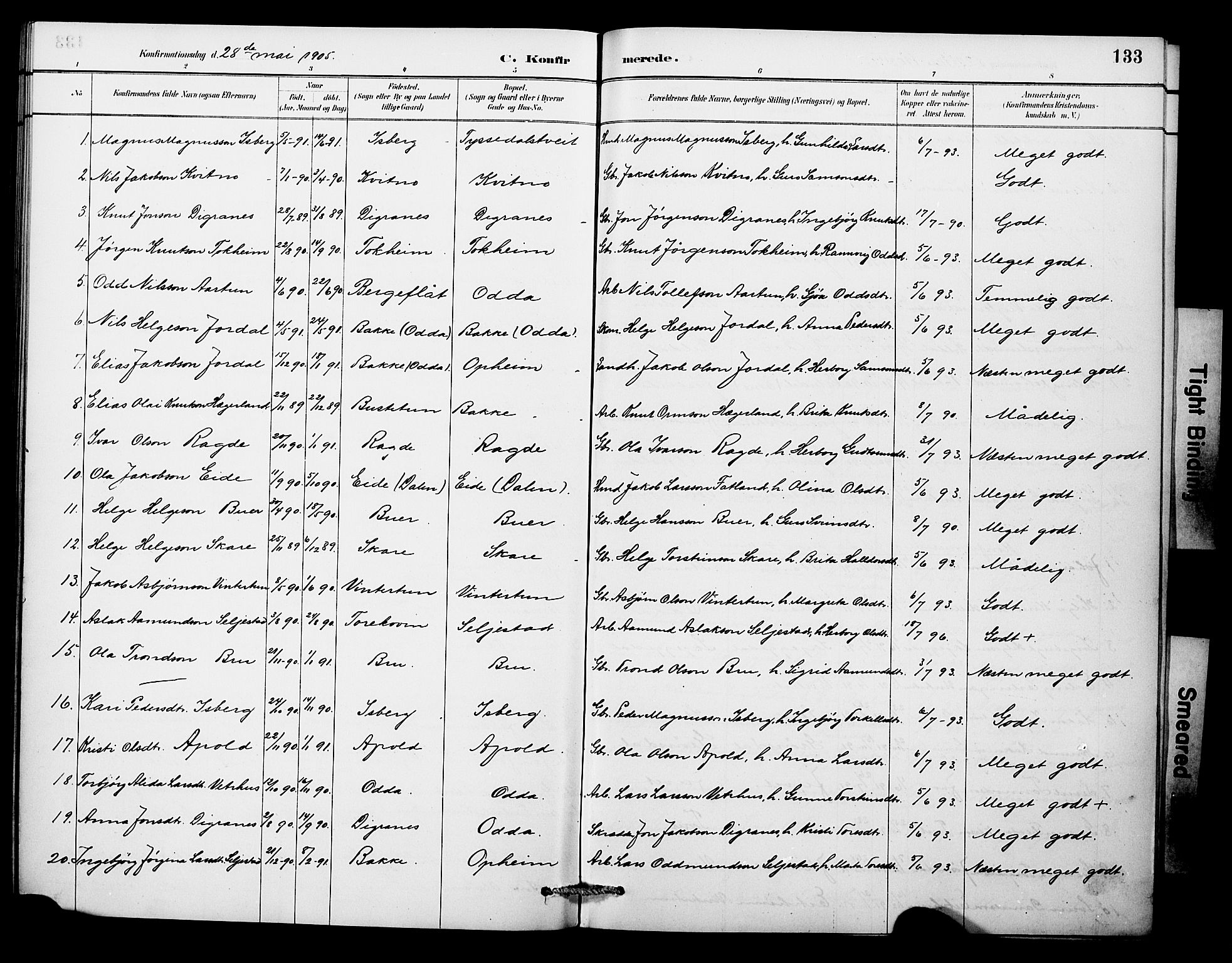 Odda Sokneprestembete, SAB/A-77201/H/Hab: Parish register (copy) no. A 7, 1887-1912, p. 133