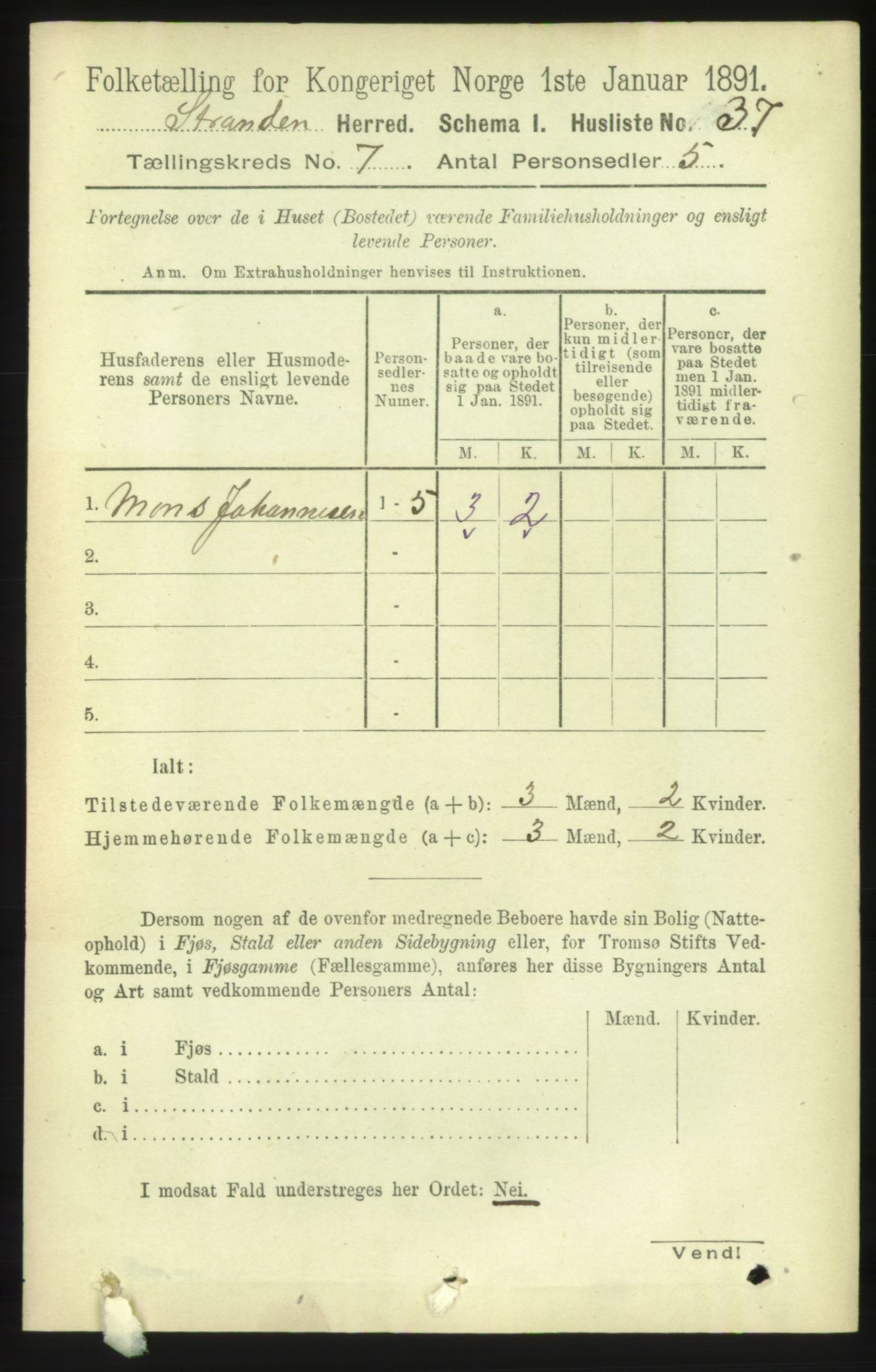 RA, 1891 census for 1525 Stranda, 1891, p. 1679