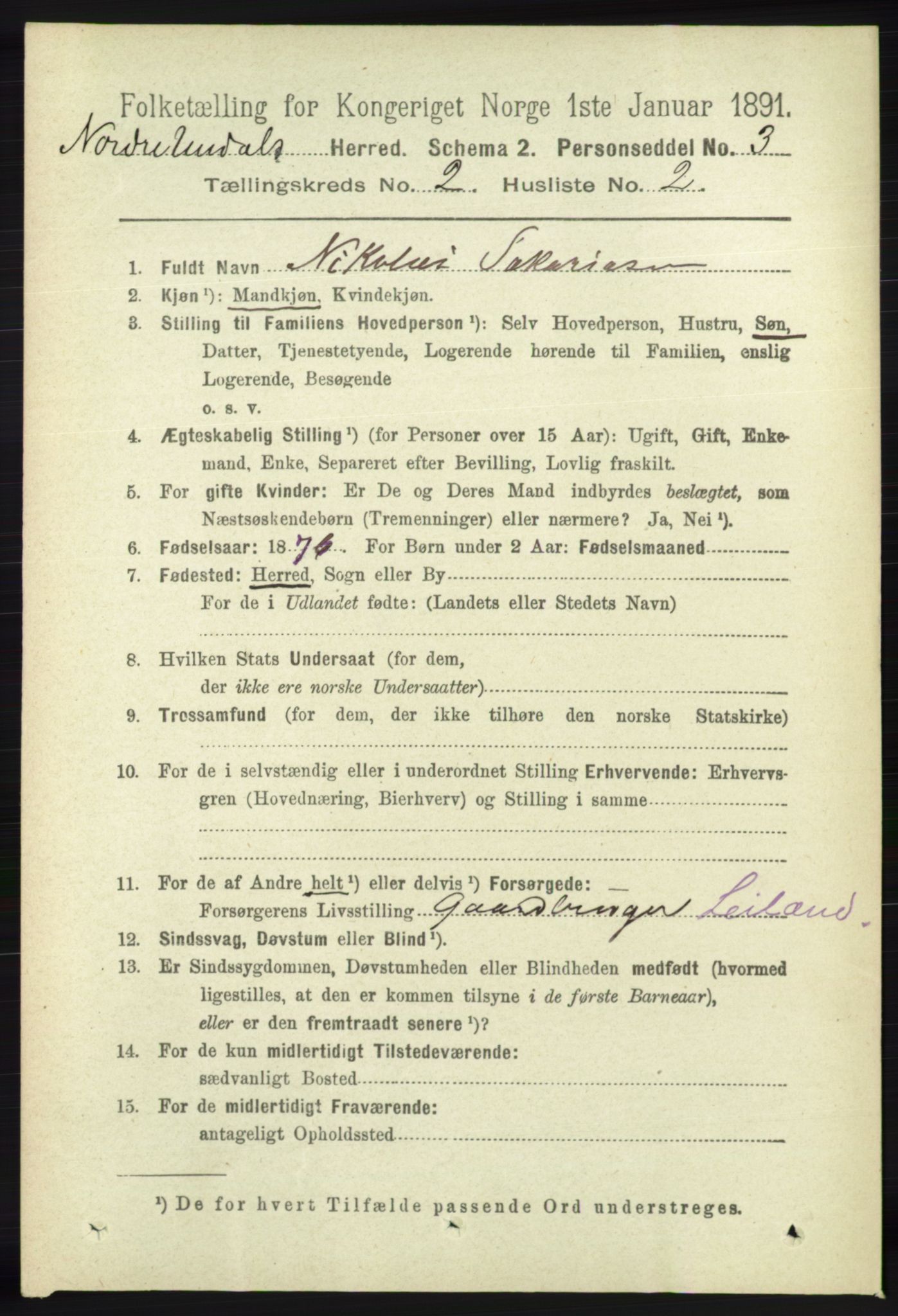 RA, 1891 census for 1028 Nord-Audnedal, 1891, p. 361