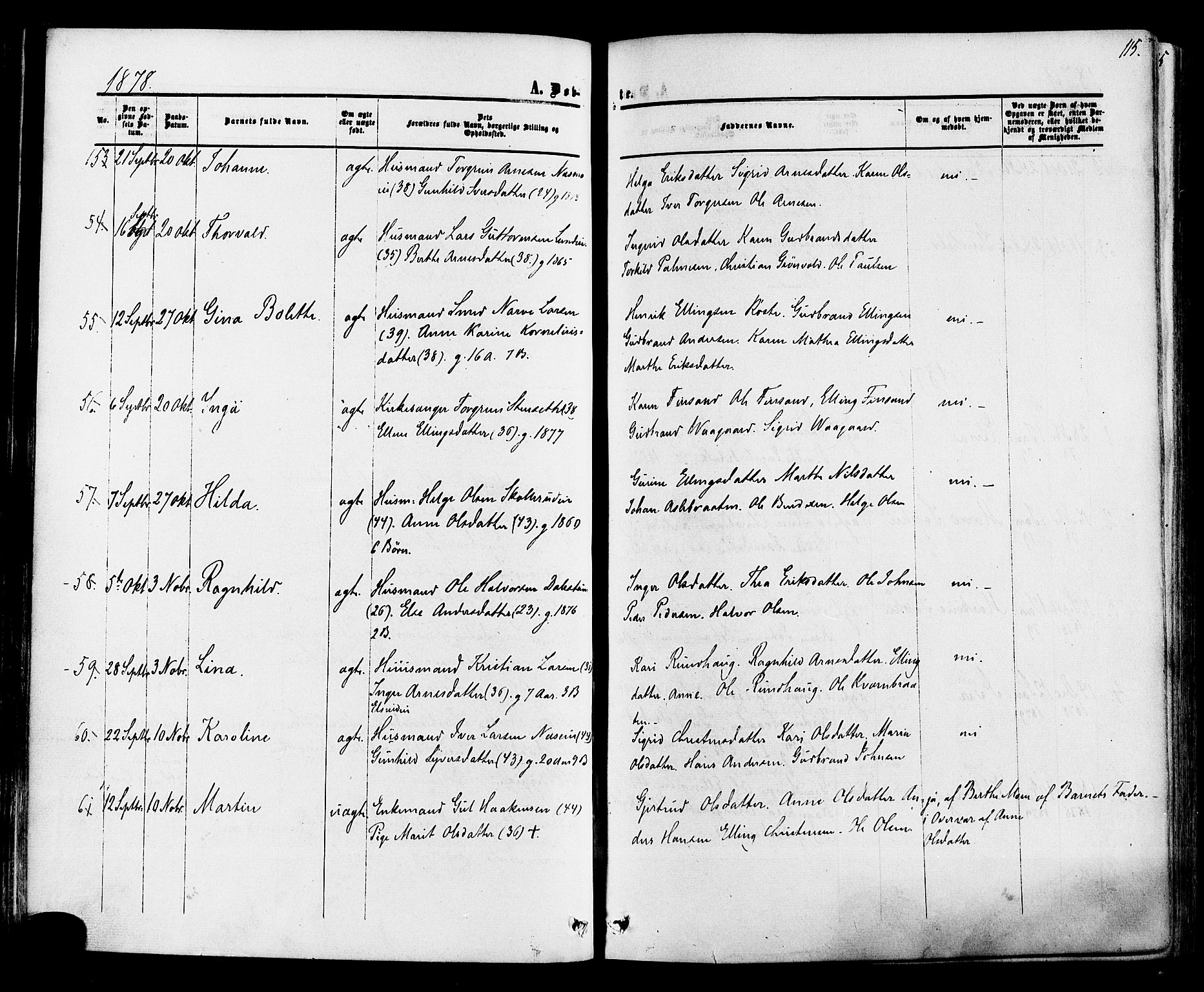 Ådal kirkebøker, SAKO/A-248/F/Fa/L0001: Parish register (official) no. I 1, 1857-1883, p. 115