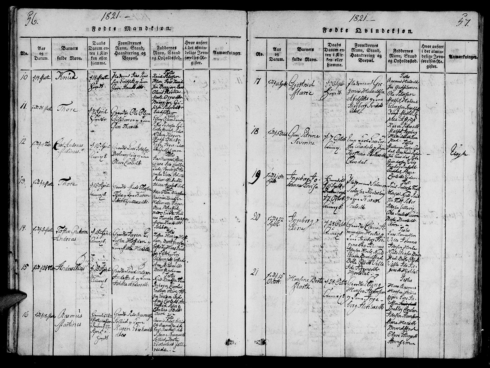 Ministerialprotokoller, klokkerbøker og fødselsregistre - Møre og Romsdal, AV/SAT-A-1454/522/L0310: Parish register (official) no. 522A05, 1816-1832, p. 56-57