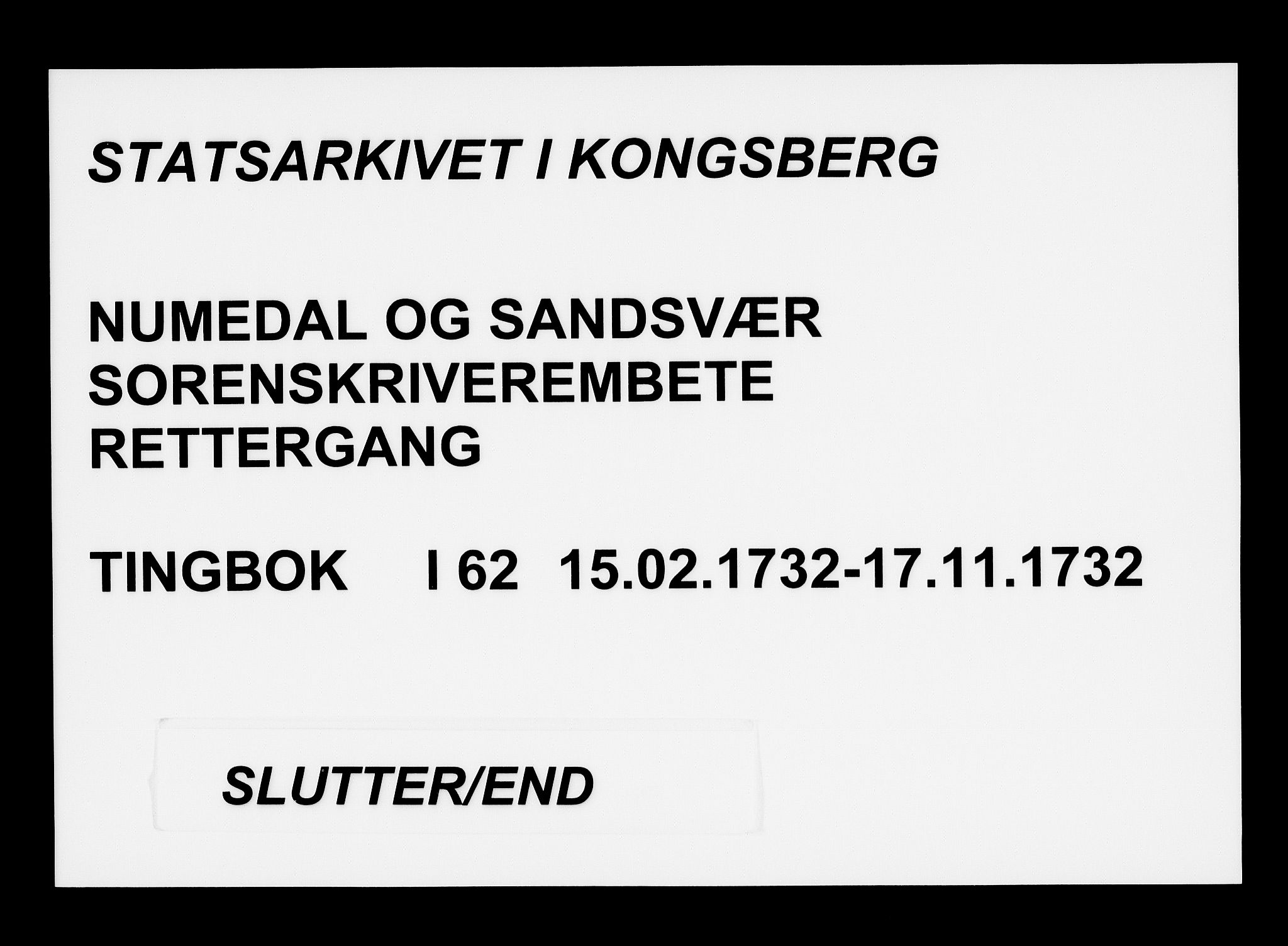 Numedal og Sandsvær sorenskriveri, AV/SAKO-A-128/F/Fa/Faa/L0062: Tingbøker, 1732