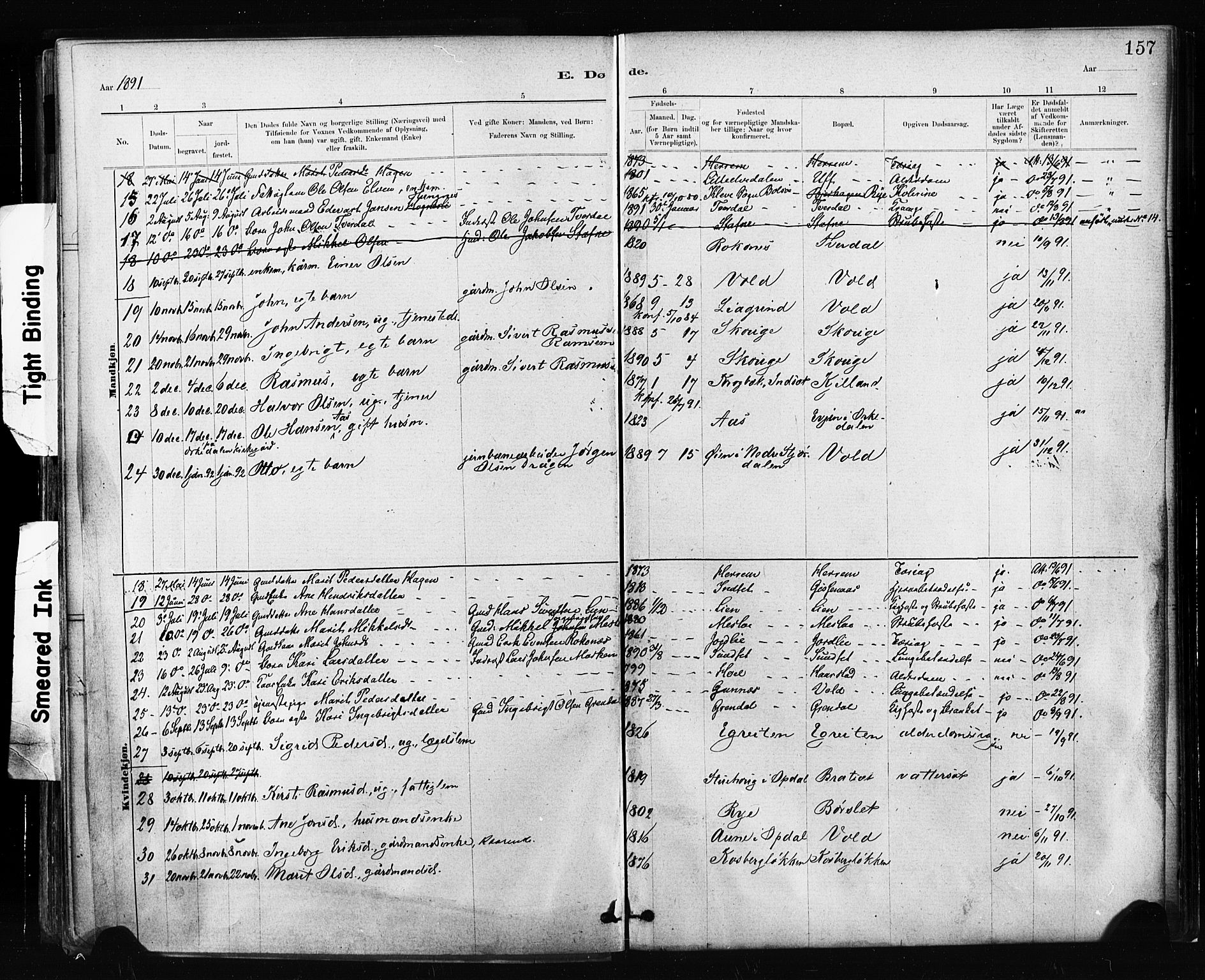 Ministerialprotokoller, klokkerbøker og fødselsregistre - Sør-Trøndelag, SAT/A-1456/674/L0871: Parish register (official) no. 674A03, 1880-1896, p. 157