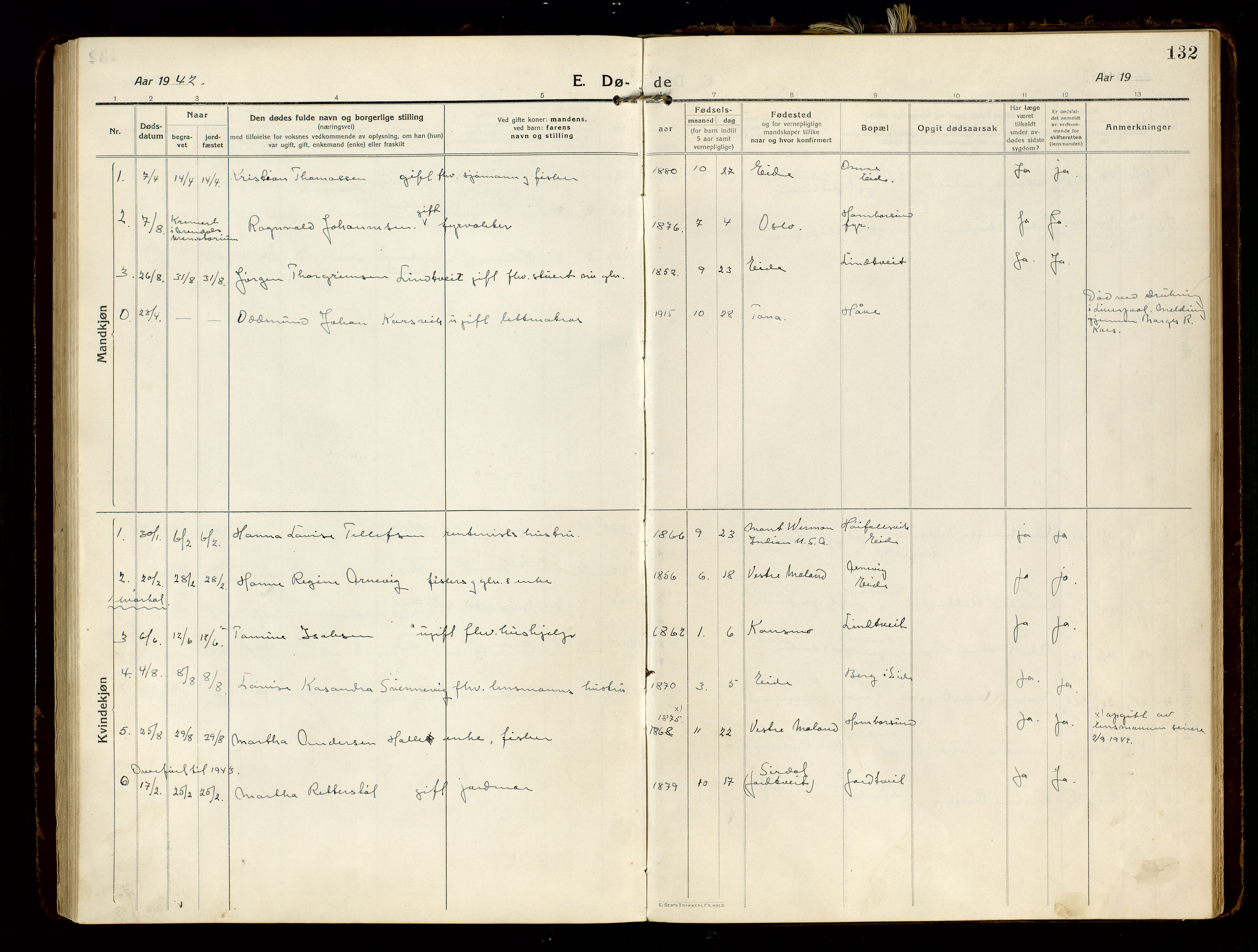 Hommedal sokneprestkontor, SAK/1111-0023/F/Fa/Faa/L0004: Parish register (official) no. A 4, 1916-1945, p. 132