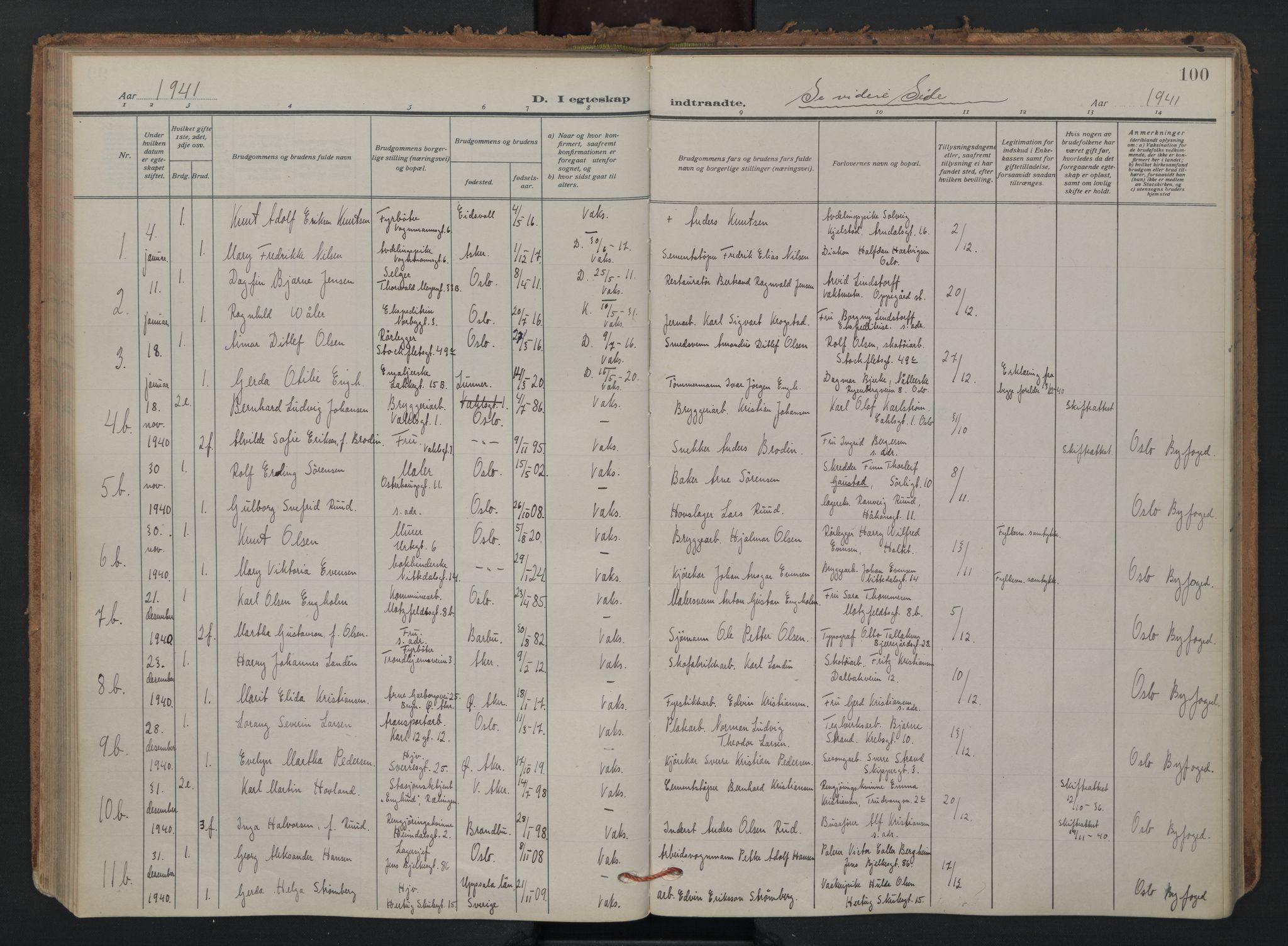 Vaterland prestekontor Kirkebøker, AV/SAO-A-10880/F/Fa/L0003: Parish register (official) no. 3, 1922-1944, p. 100