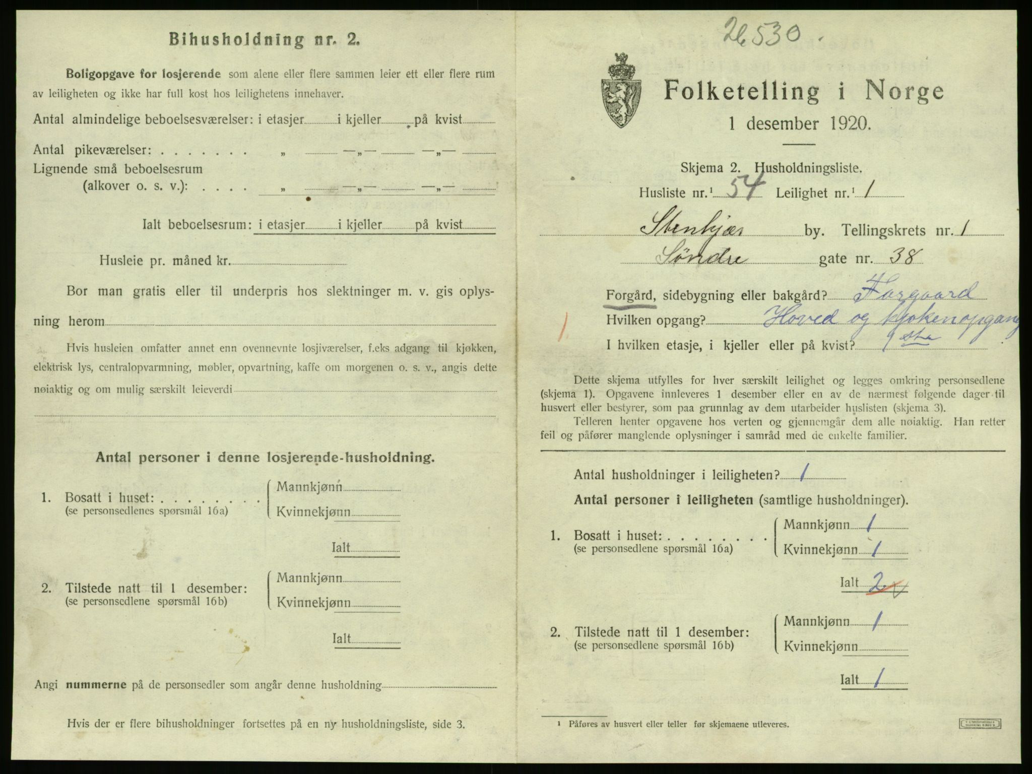 SAT, 1920 census for Steinkjer, 1920, p. 1258