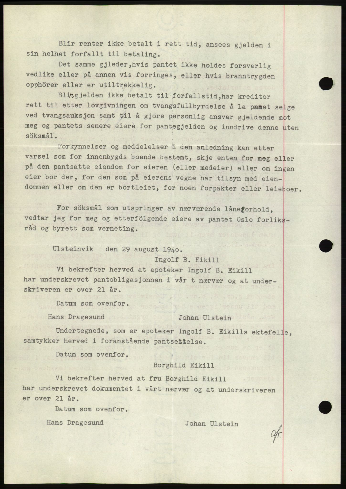 Søre Sunnmøre sorenskriveri, AV/SAT-A-4122/1/2/2C/L0070: Mortgage book no. 64, 1940-1941, Diary no: : 603/1940