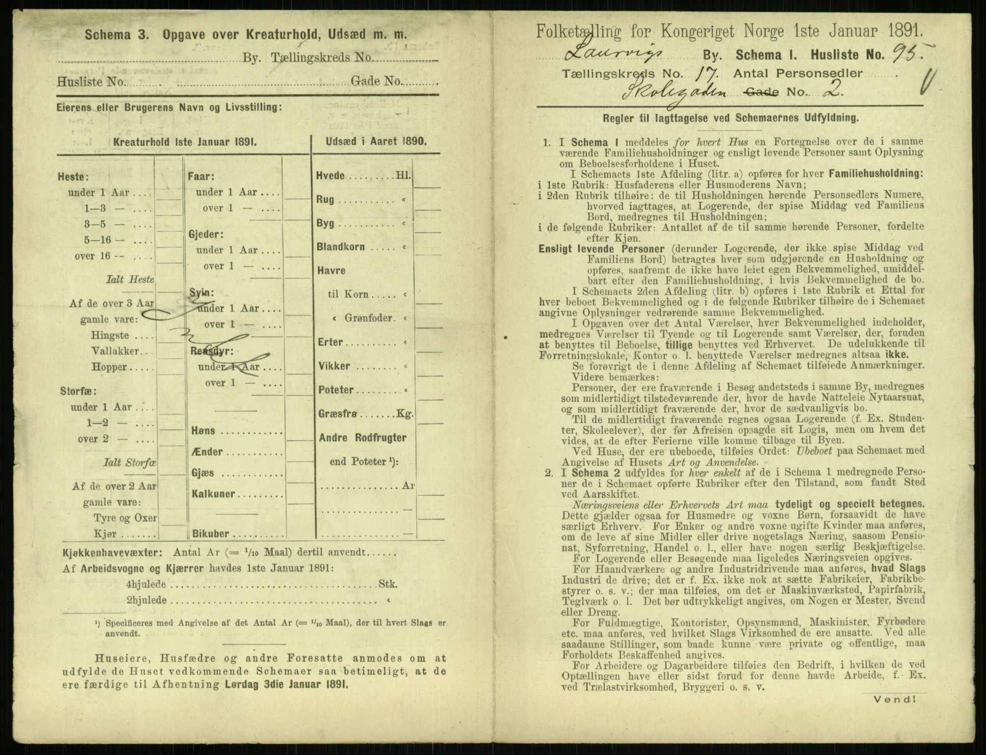 RA, 1891 census for 0707 Larvik, 1891, p. 2097