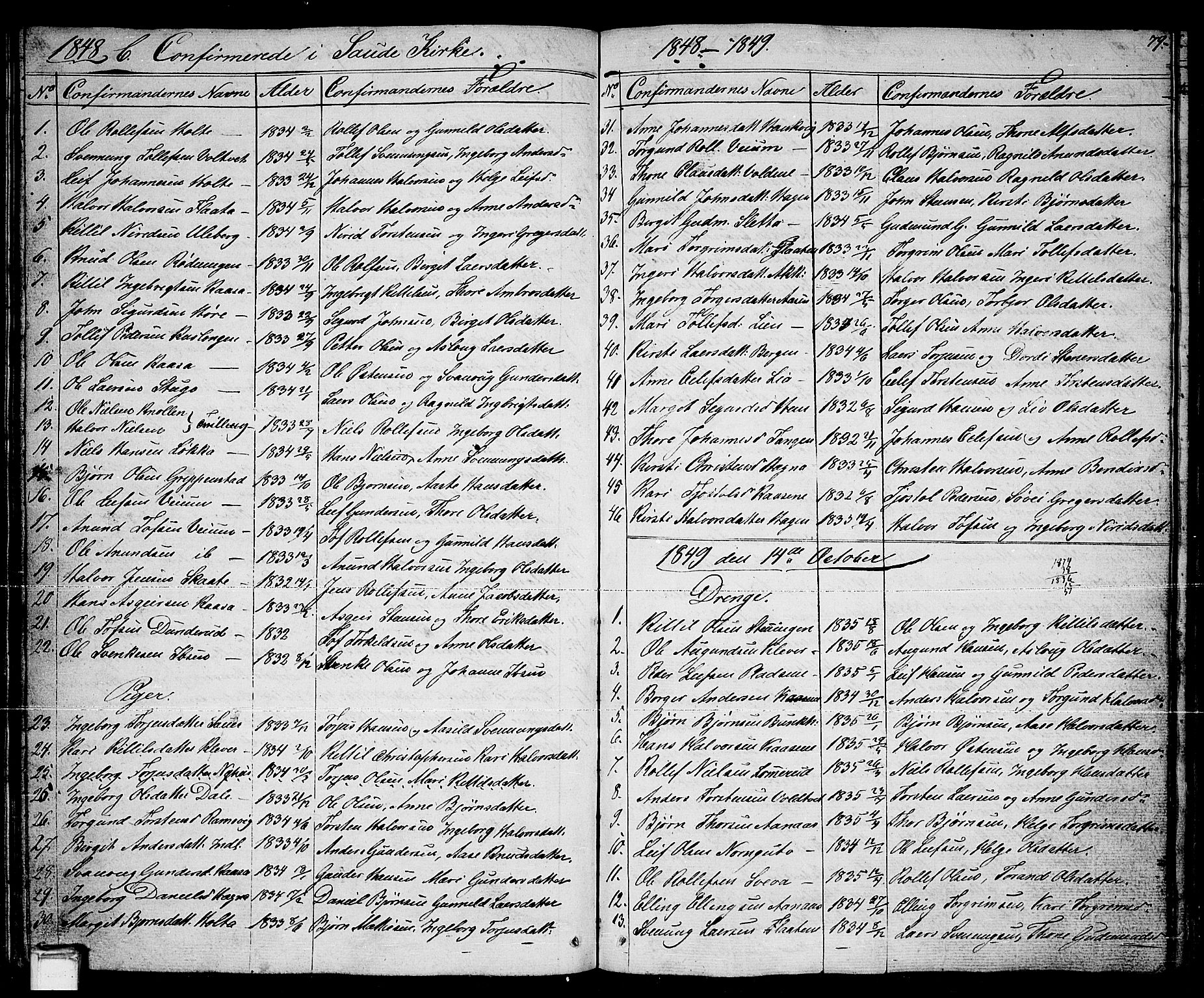 Sauherad kirkebøker, AV/SAKO-A-298/G/Ga/L0002: Parish register (copy) no. I 2, 1842-1866, p. 79