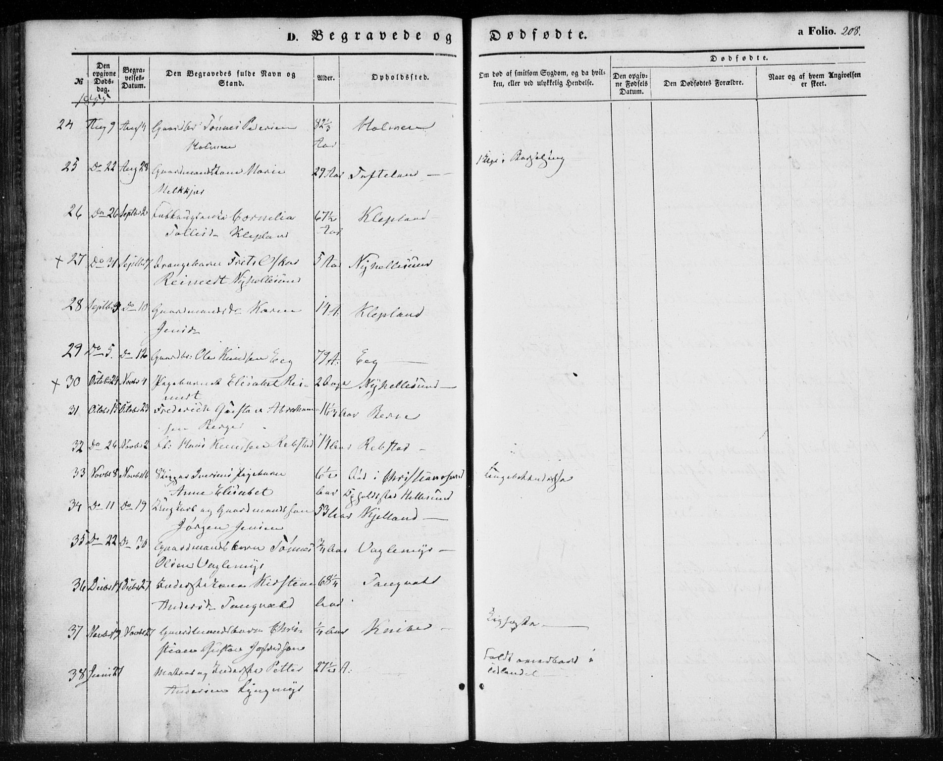 Søgne sokneprestkontor, AV/SAK-1111-0037/F/Fa/Fab/L0010: Parish register (official) no. A 10, 1853-1869, p. 208