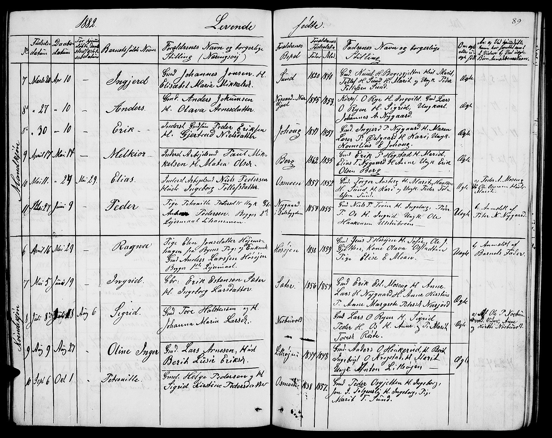 Tolga prestekontor, SAH/PREST-062/L/L0004: Parish register (copy) no. 4, 1845-1887, p. 89
