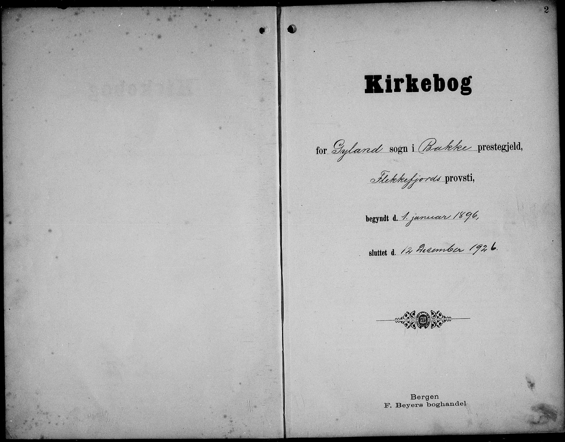 Bakke sokneprestkontor, AV/SAK-1111-0002/F/Fb/Fbb/L0004: Parish register (copy) no. B 4, 1896-1927, p. 2