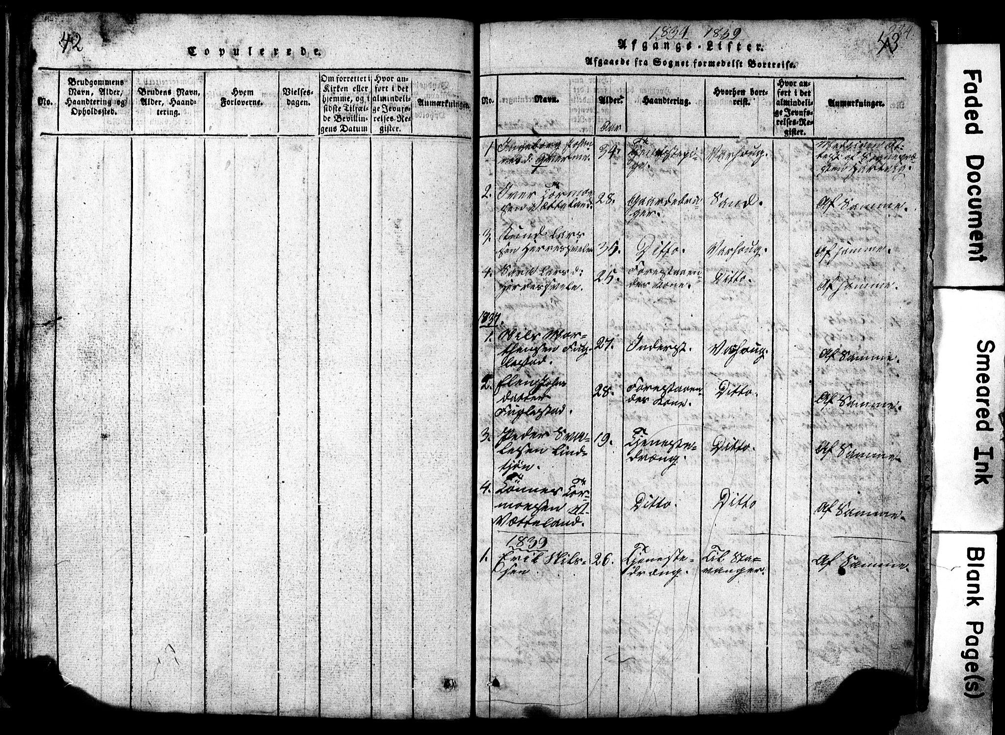 Eigersund sokneprestkontor, SAST/A-101807/S09/L0002: Parish register (copy) no. B 2, 1816-1847, p. 42-43
