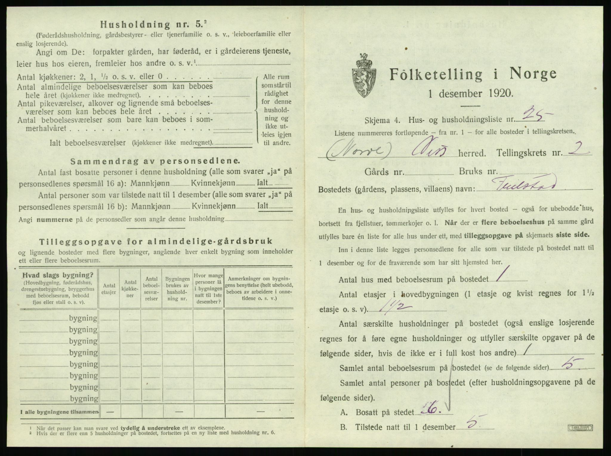 SAT, 1920 census for Vik, 1920, p. 125