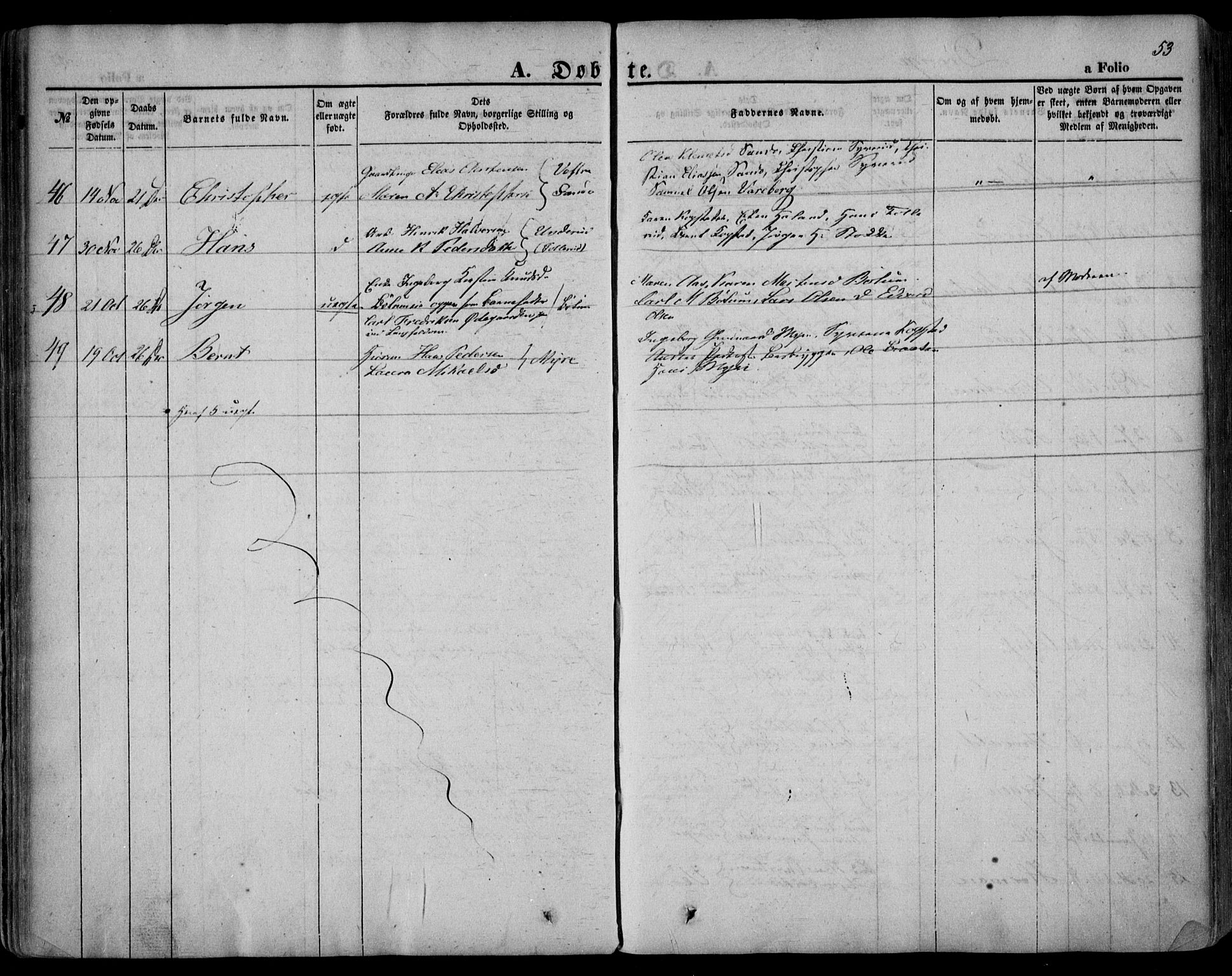 Sande Kirkebøker, SAKO/A-53/F/Fa/L0004: Parish register (official) no. 4, 1847-1864, p. 53