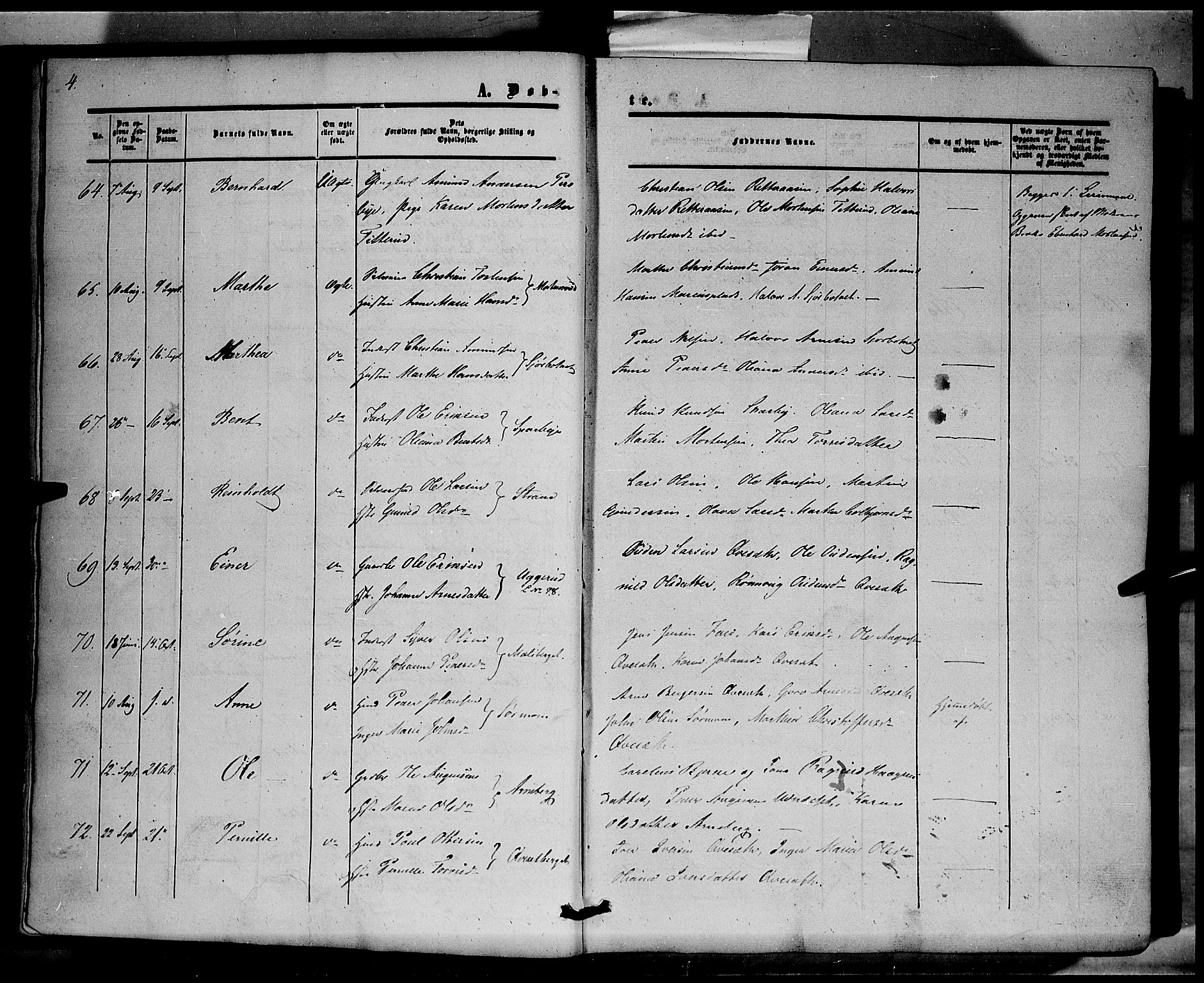 Hof prestekontor, AV/SAH-PREST-038/H/Ha/Haa/L0008: Parish register (official) no. 8, 1849-1861, p. 4