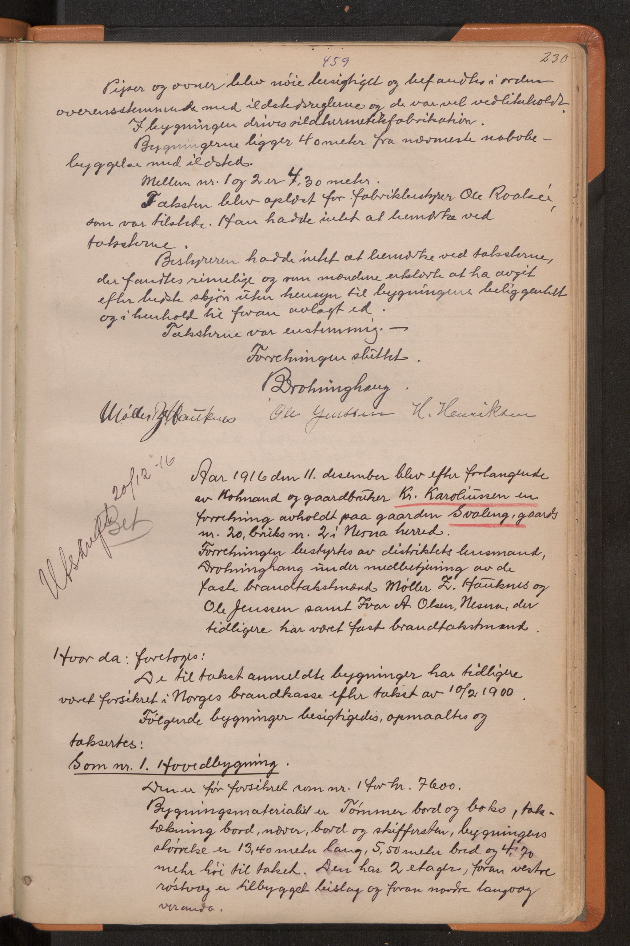 Norges Brannkasse Nesna, AV/SAT-A-5575/Fa/L0002: Branntakstprotokoll, 1877-1927, p. 230a