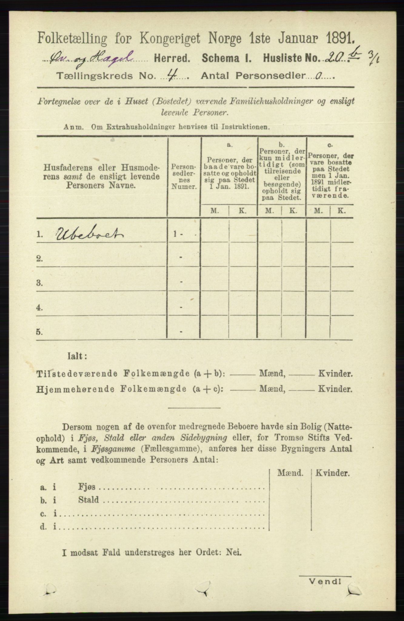 RA, 1891 census for 1016 Øvrebø og Hægeland, 1891, p. 668