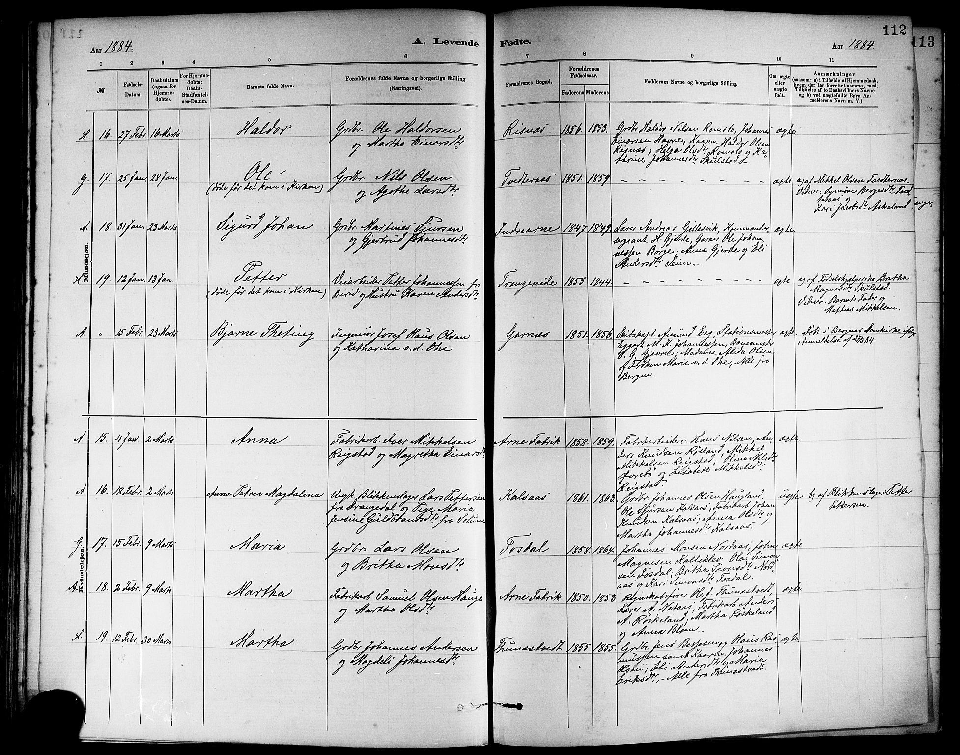 Haus sokneprestembete, SAB/A-75601/H/Haa: Parish register (official) no. A 19I, 1878-1886, p. 112