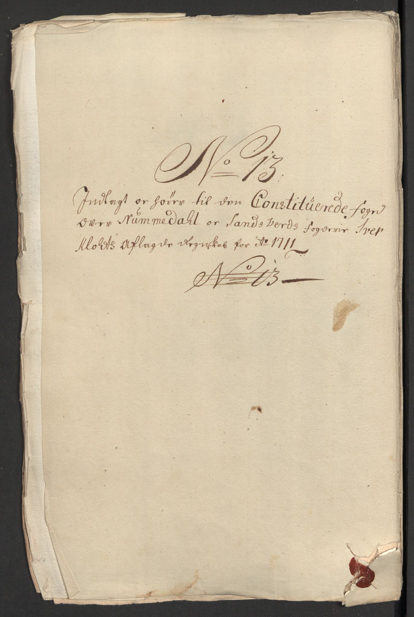 Rentekammeret inntil 1814, Reviderte regnskaper, Fogderegnskap, AV/RA-EA-4092/R24/L1586: Fogderegnskap Numedal og Sandsvær, 1711, p. 309